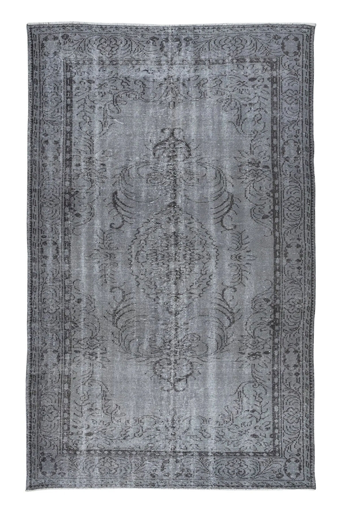 185x297 cm Gri Tonlarda El Dokuması Halı, Modern El Düğümlü Halı, Eski Türk Halısı