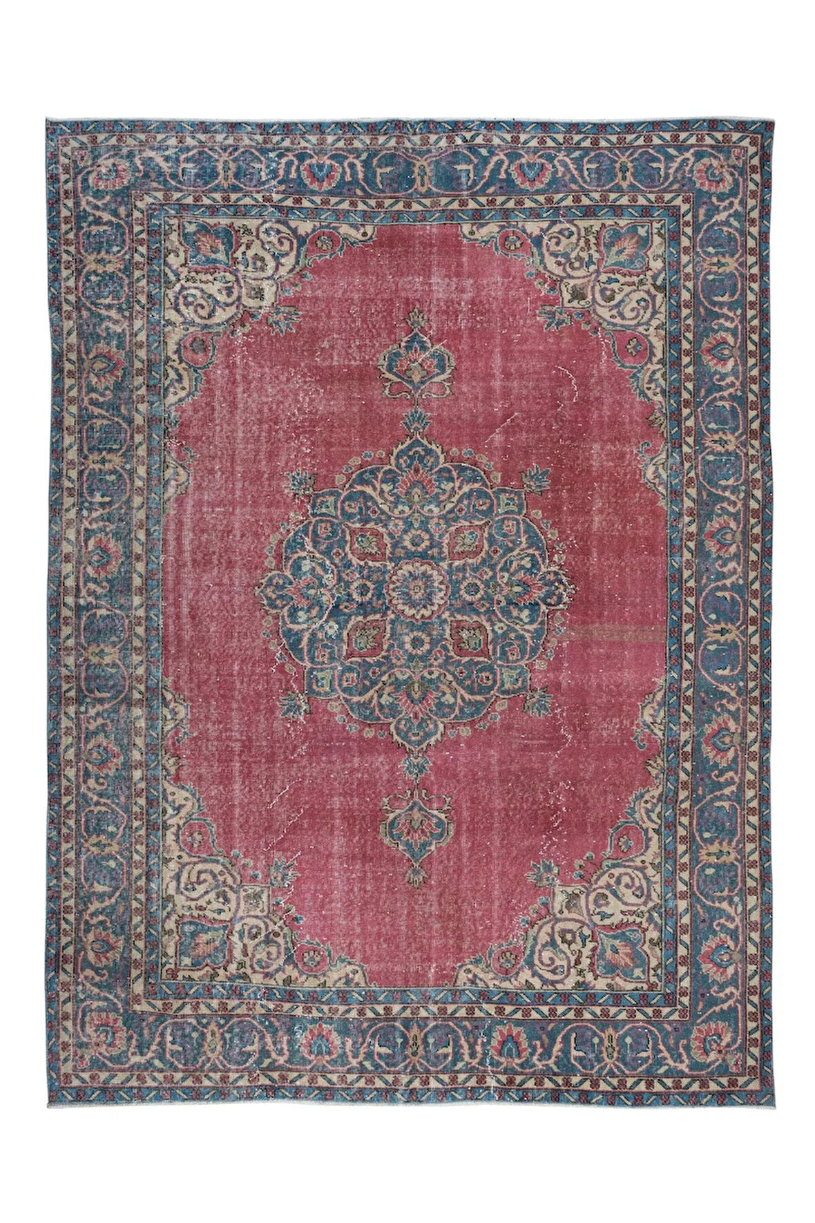 237x320 cm Kırmızı ve Lacivert El Yapımı Eski Anadolu Bölge Halısı türünün tek örneği