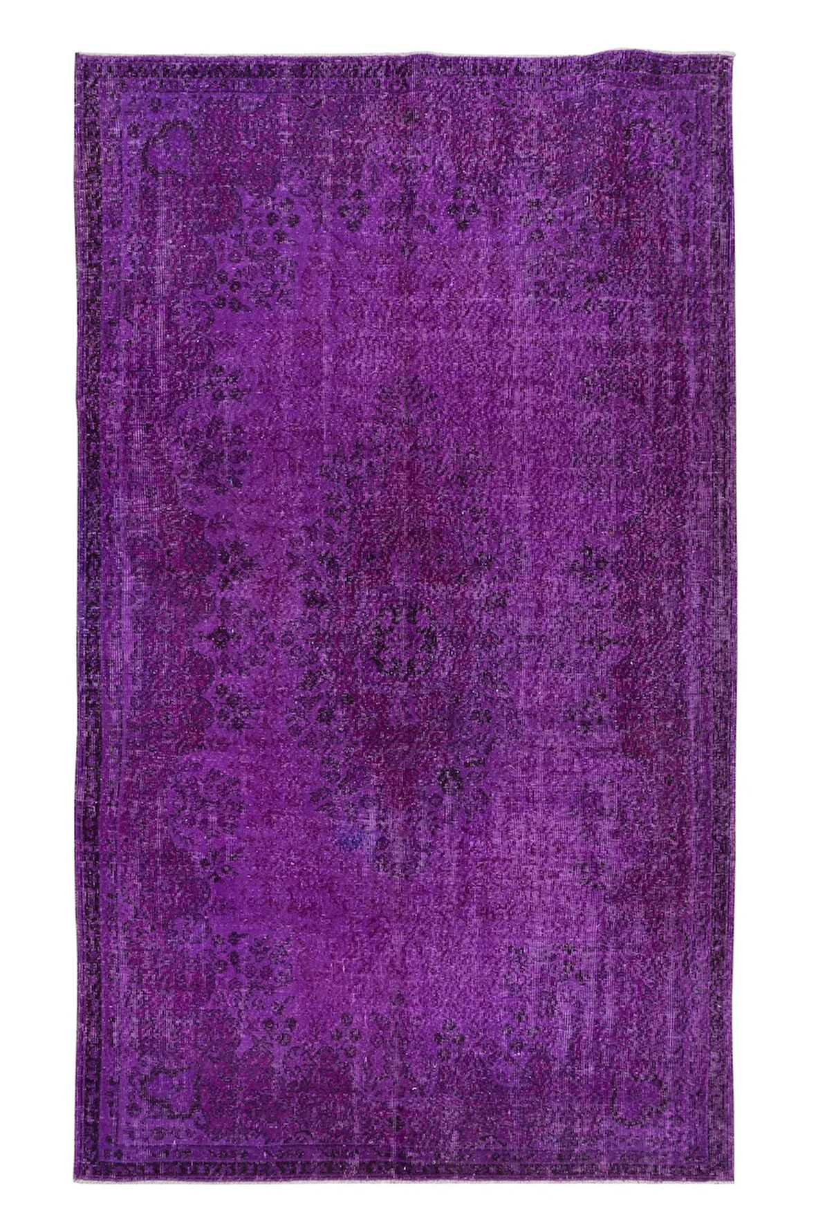 175x302 cm Mor Tonlarda El Dokuması Halı, Modern El Düğümlü Halı, Eski Türk Halısı