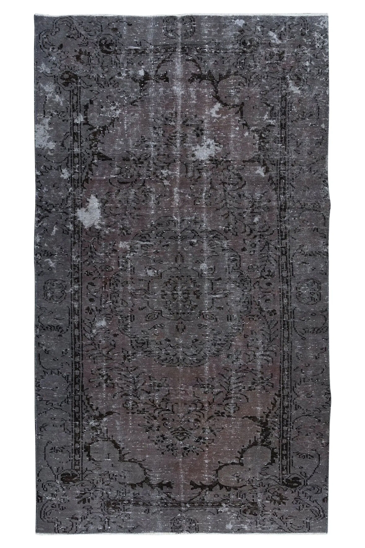 148x266 cm El Düğümlü Gri Halı, Modern El Dokuması Yün ve Pamuktan Yapılmış Alan Halısı