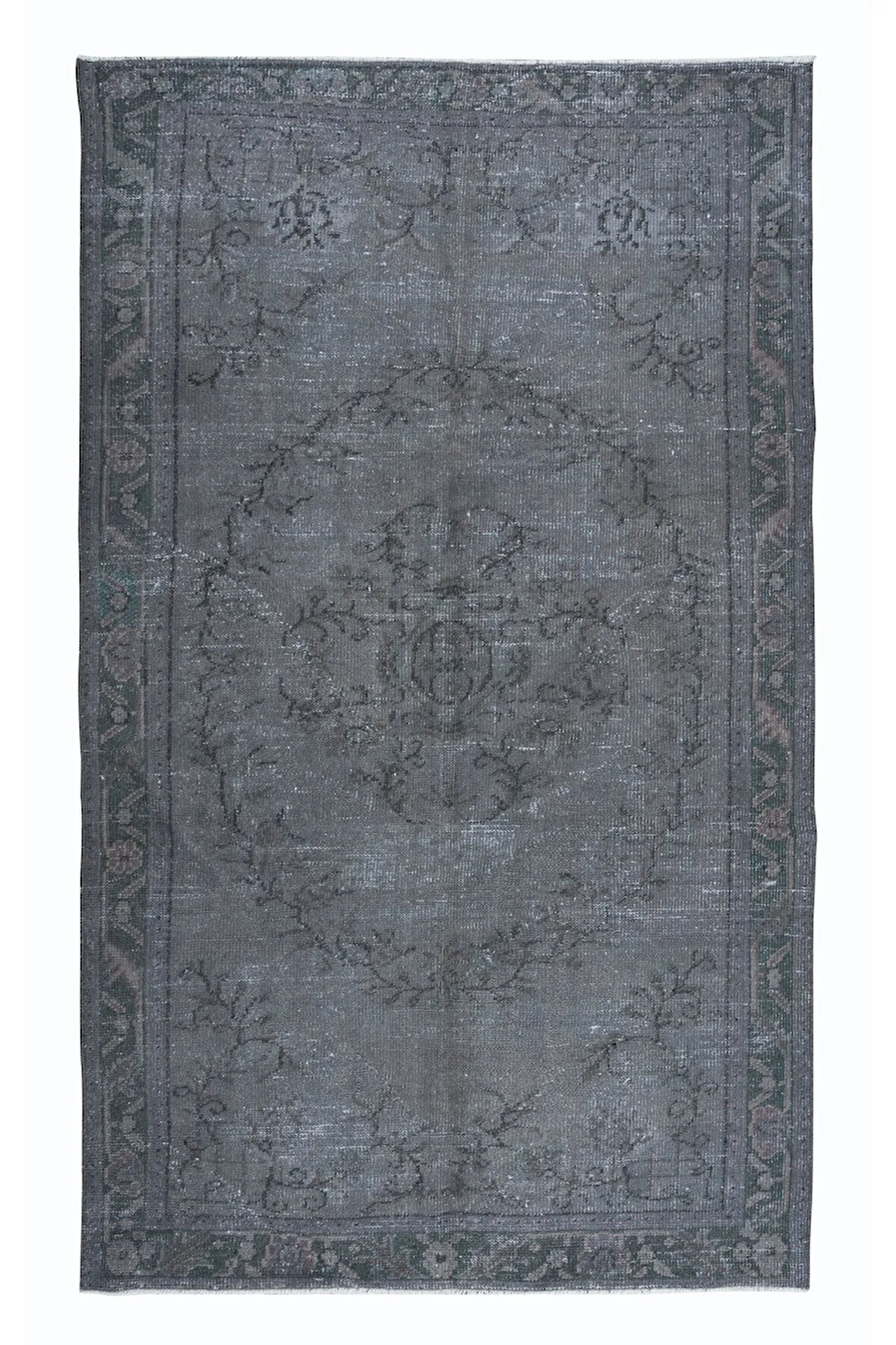 163x265 cm El Düğümlü Gri Halı, Dekoratif El Dokuması Yün ve Pamuktan Yapılmış Alan Halısı