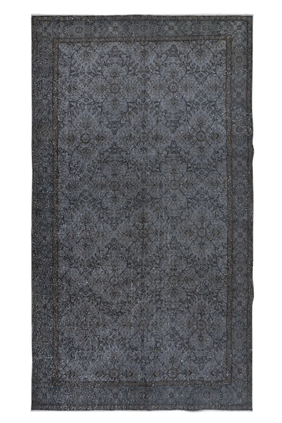 170x295 cm Çağdaş El Düğümlü Halı, Gri El Dokuması Yün ve Pamuktan Yapılmış Alan Halısı