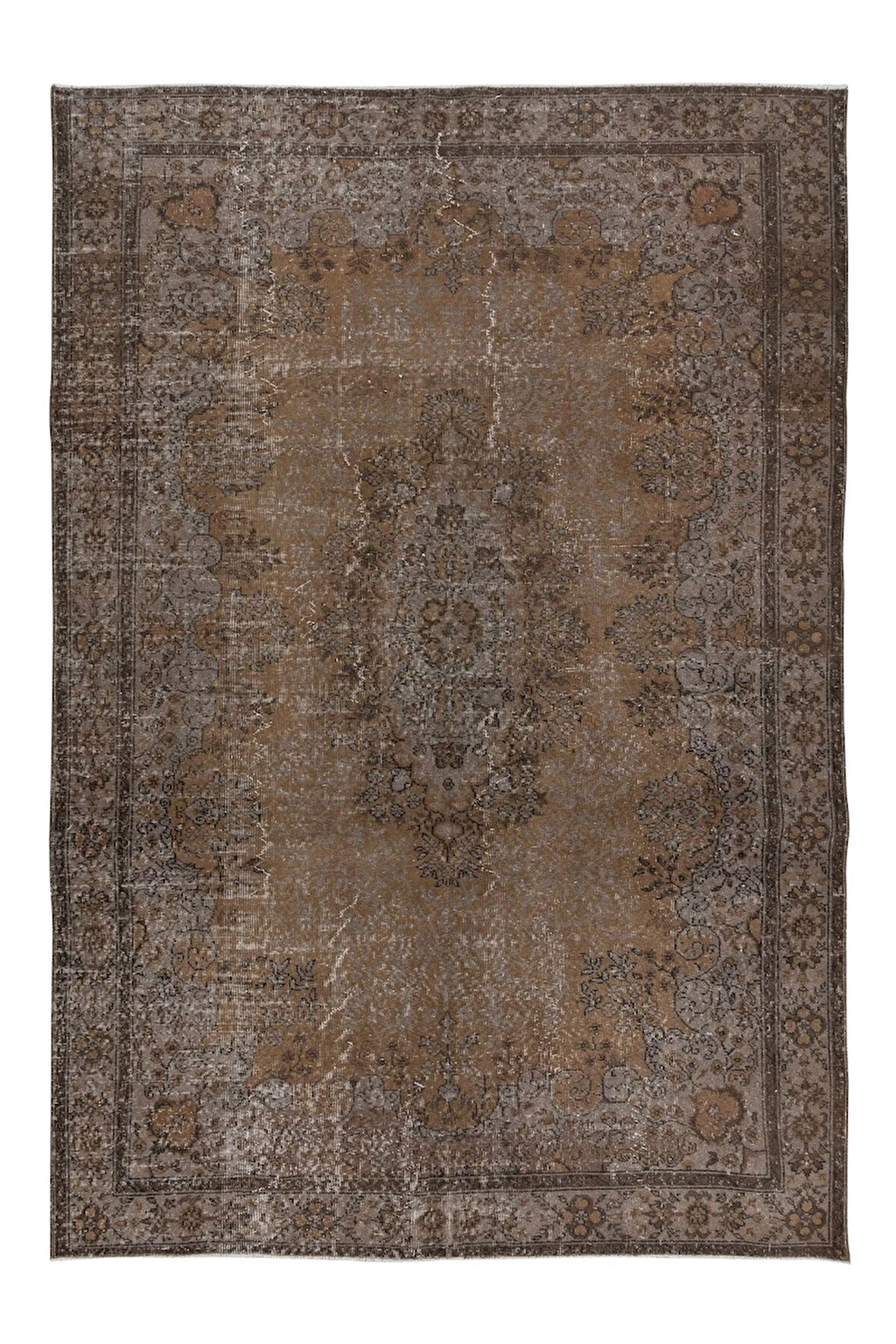 193x280 cm El Düğümlü Kahverengi Halı, Dekoratif El Dokuması Yün ve Pamuktan Yapılmış Alan Halısı