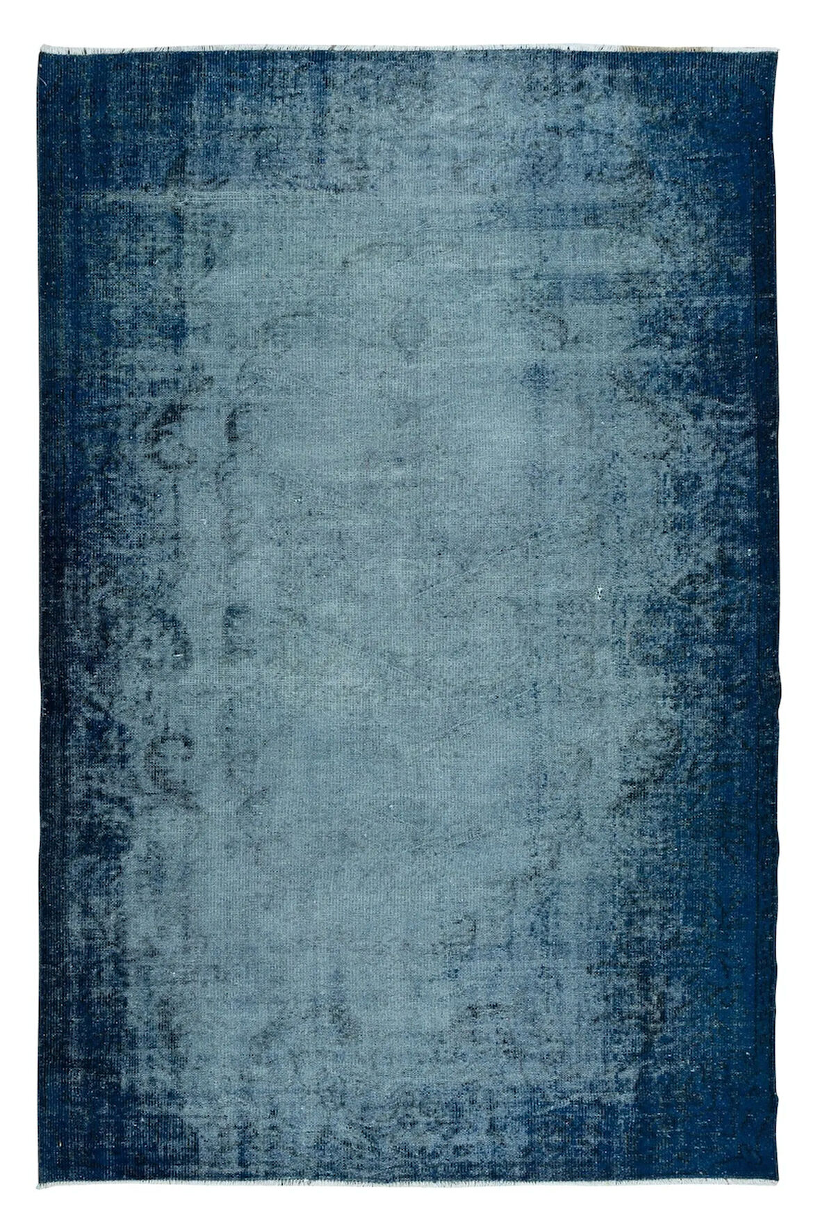 176x274 cm Mavi Oturma Odası Halısı, Yenilenmiş Lacivert Halı, El Düğümlü Alan Halısı