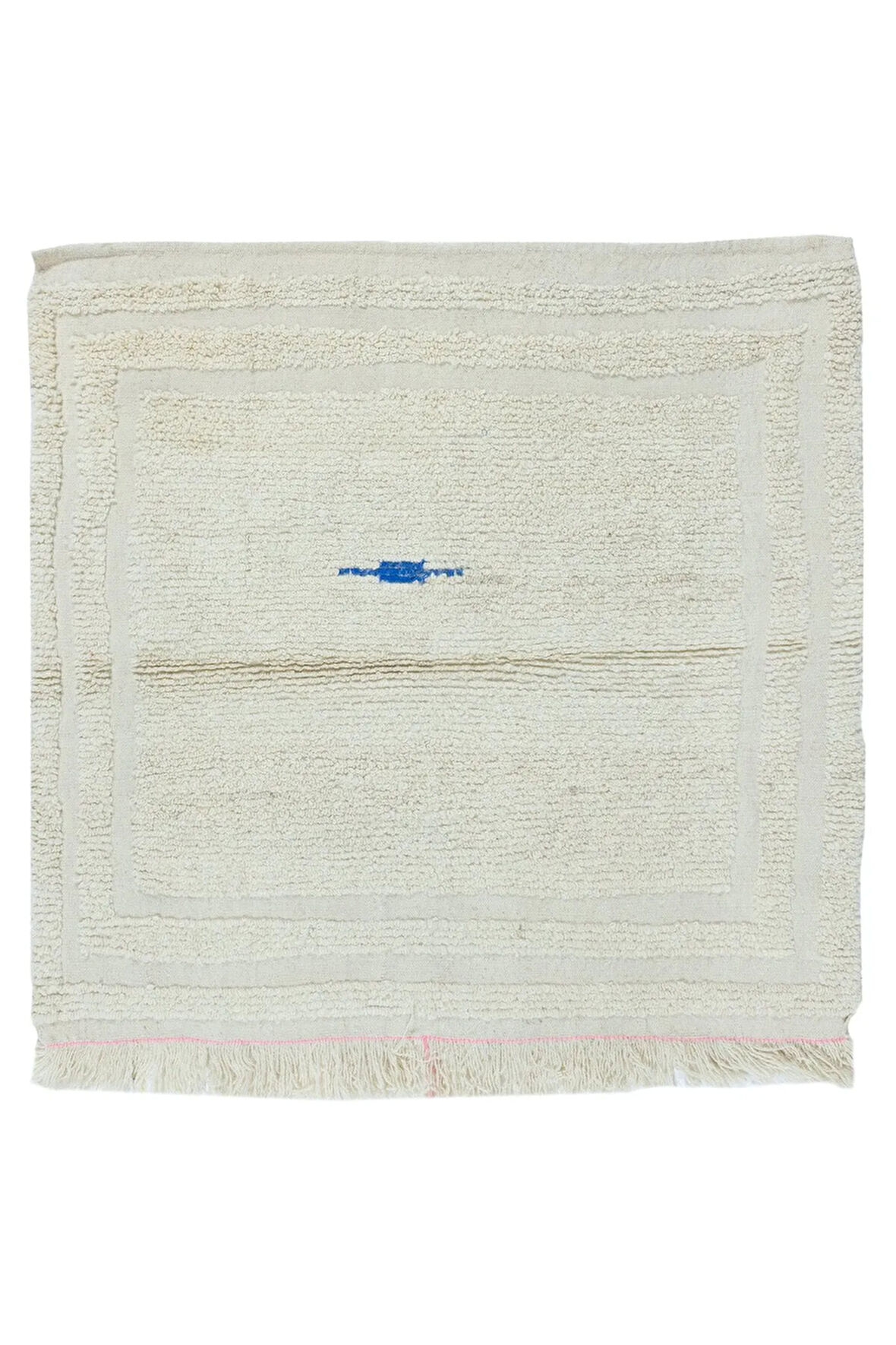 106x100 cm Doğal Boyasız Bej Yünden Minimalist Eski El Yapımı Anadolu Küçük Tülü Halı