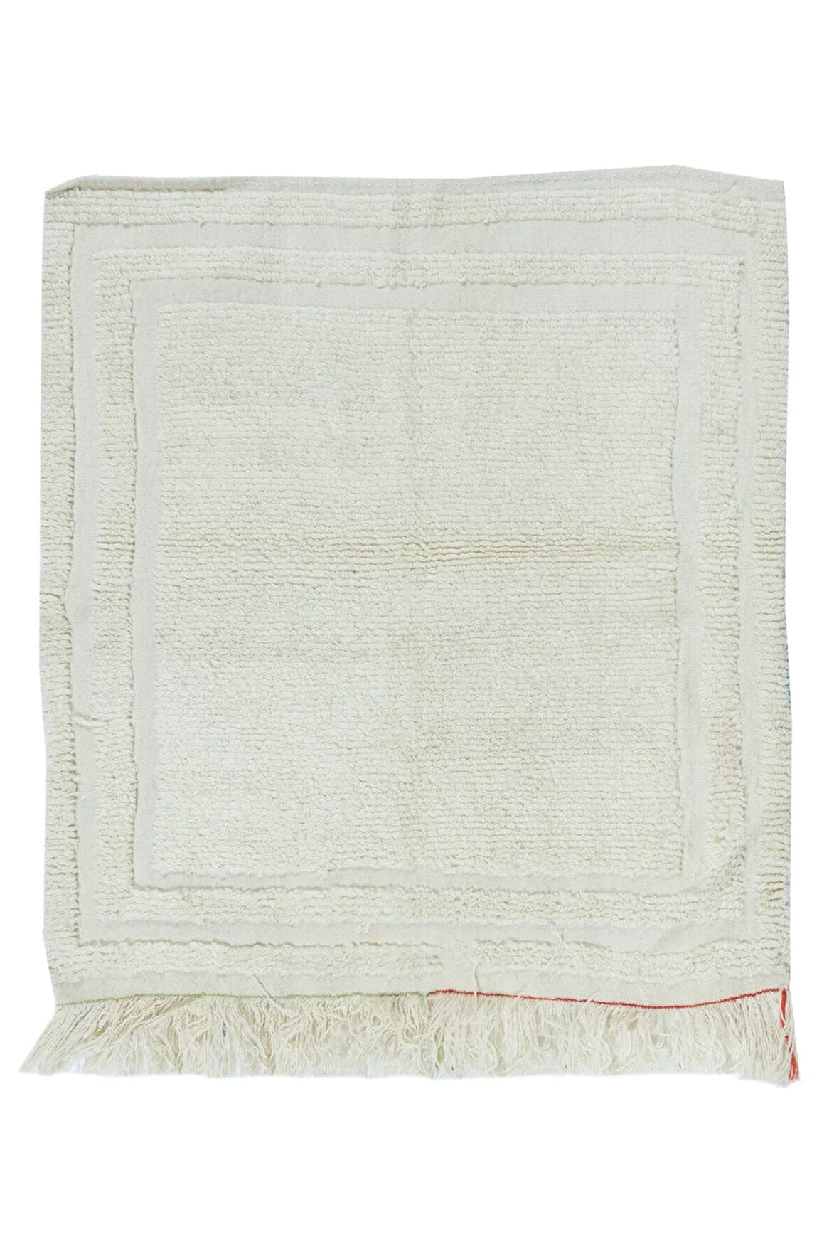 103x110 cm Eski Anadolu Küçük Tülü Halı, %100 Doğal Yün, Minimalist Düz Bej Vurgulu Halı