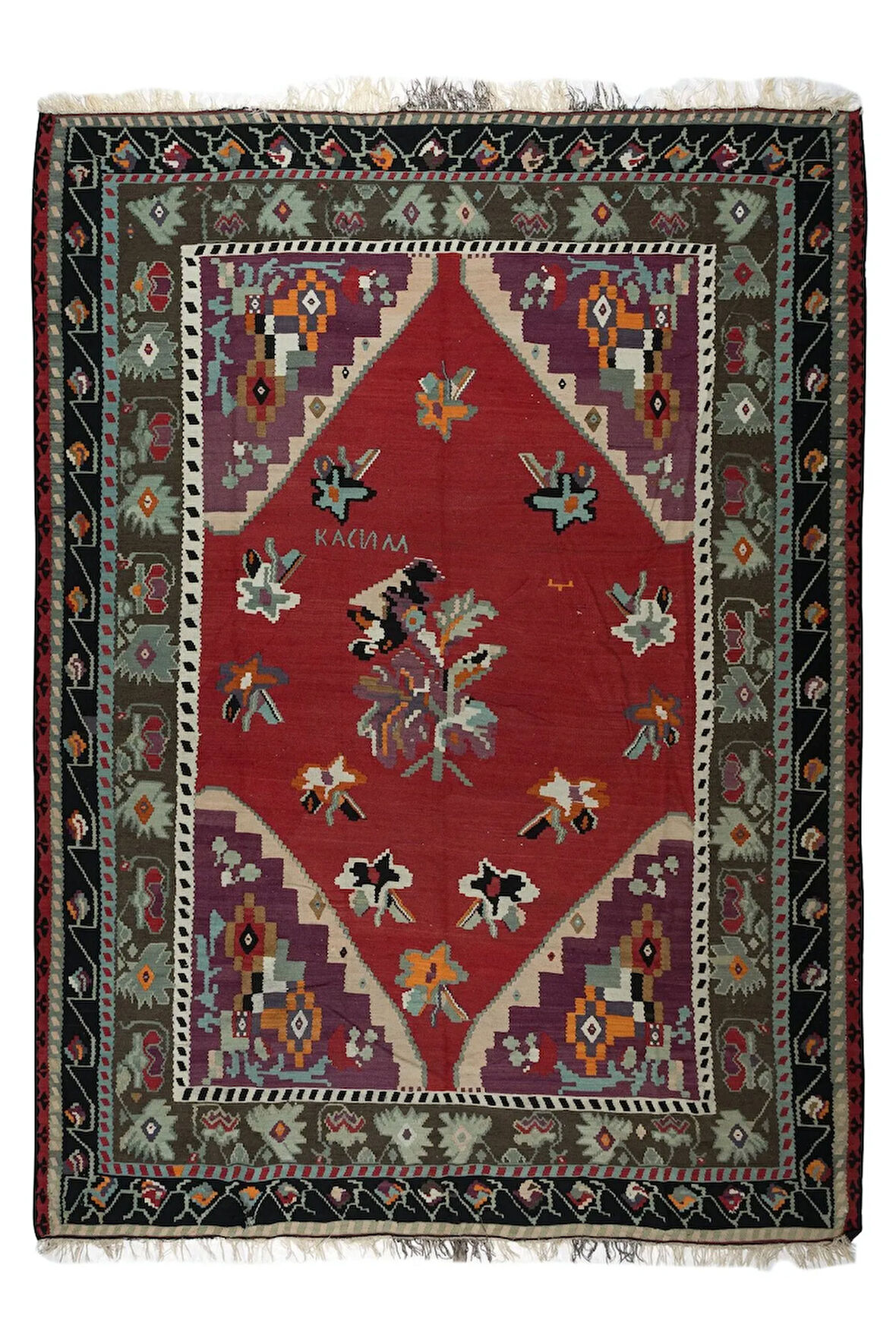 250x327 cm Eski Bosna Kilimi, Boşnak Düz Dokuma Halı, %100 Yün