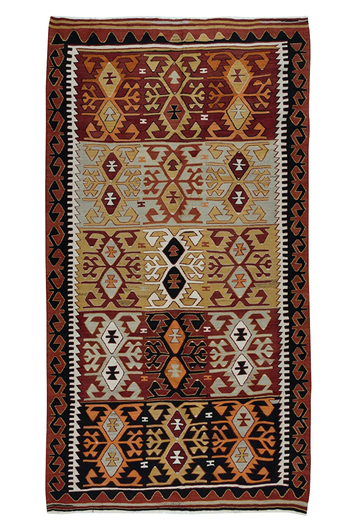 165x302 cm Eski Düz Dokuma Kilim, Geometrik El Dokuma Kilim, Renkli Halı, %100 Yün