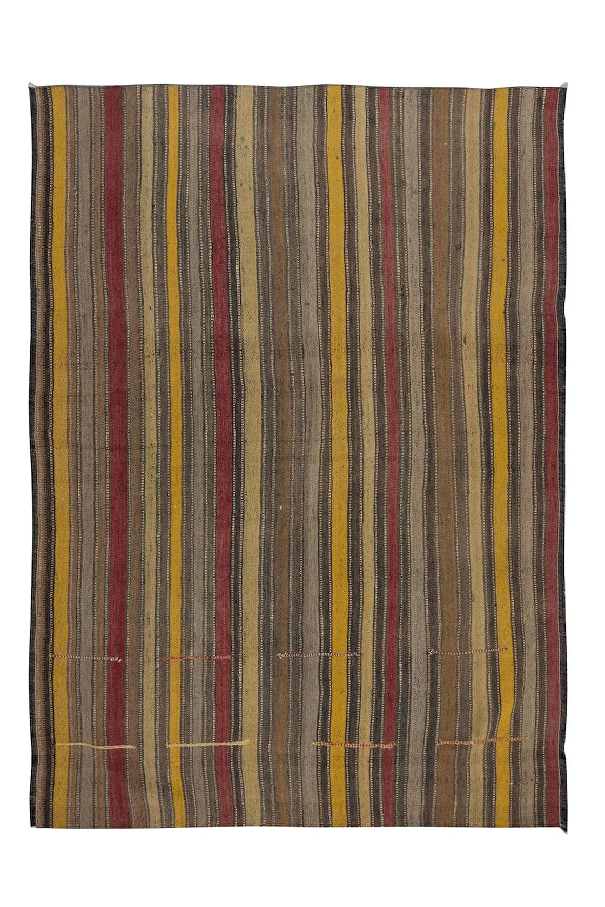 123x166 cm Renkli El Dokuma Anadolu Kilimi, Düz Dokuma Eski Halı, %100 Yün