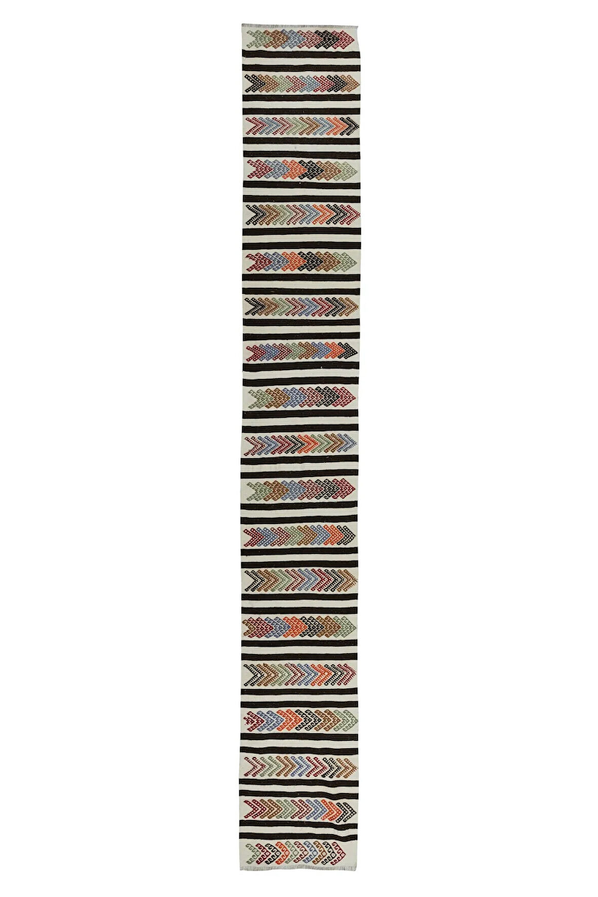 66x460 cm Koridor Dekoru için Düz Dokuma Dar ve Uzun Yolluk Kilim, El Dokum Koridor Halısı