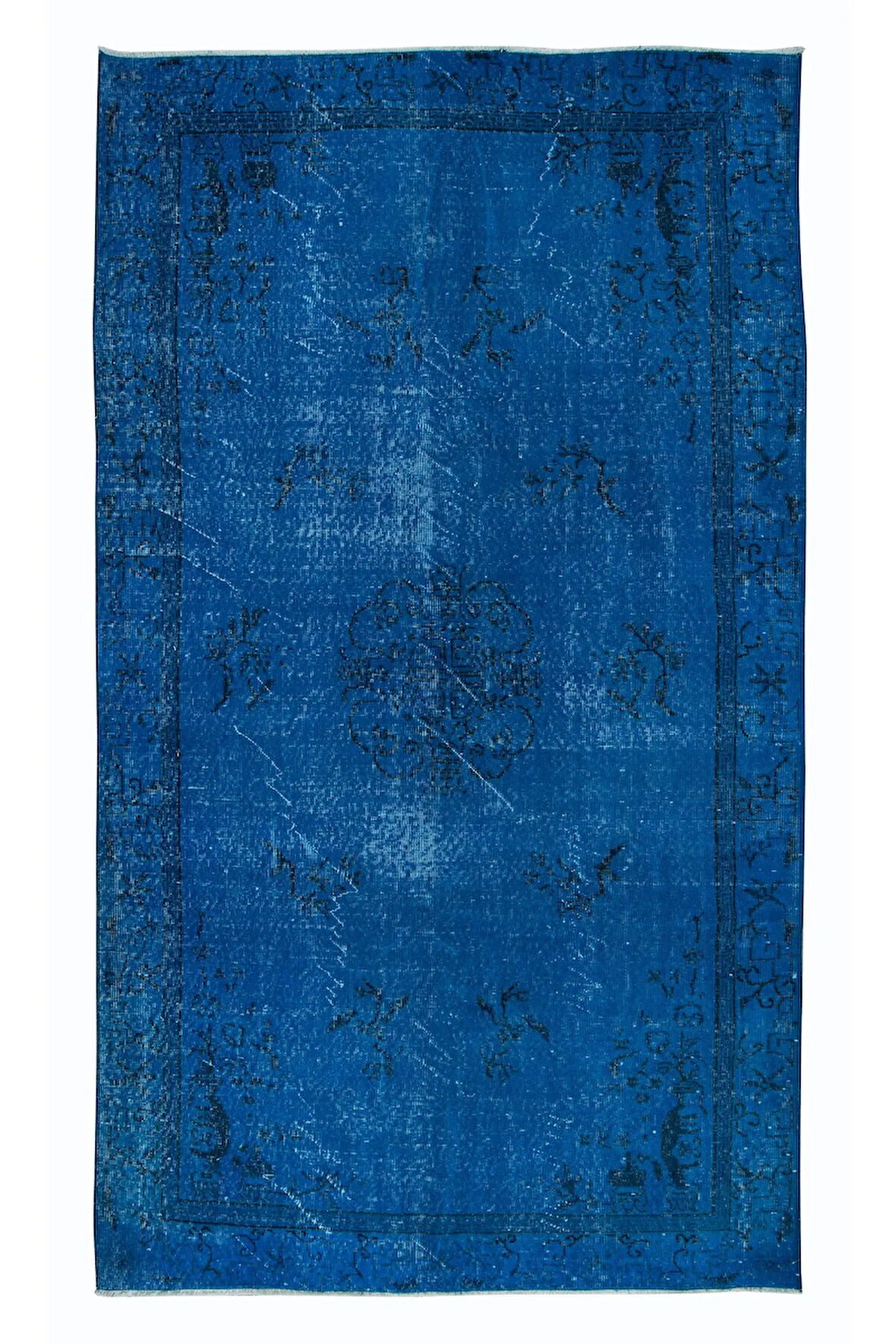 156x268 cm Modern El Yapımı Mavi Renkli Türk Halısı, 100% El Dokuması Alan Halısı