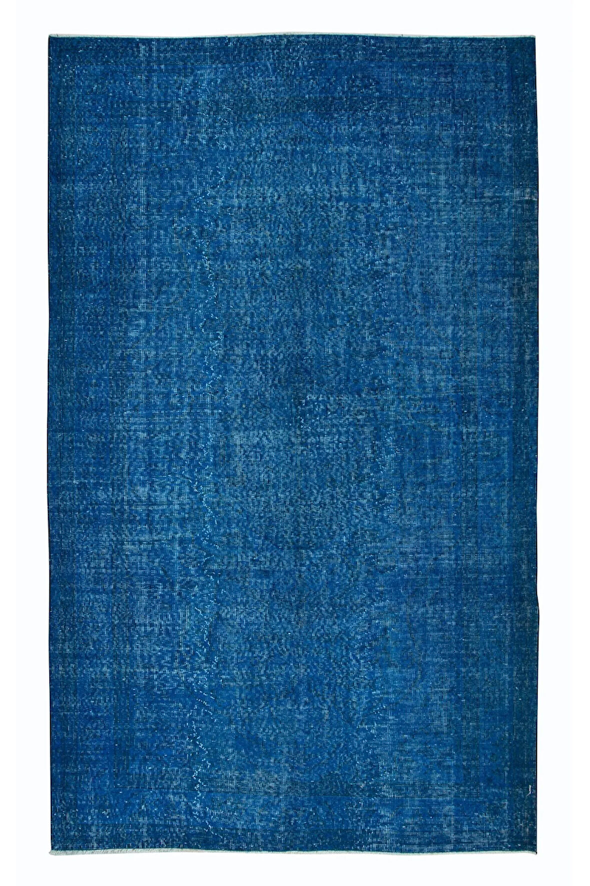 161x267 cm Eski El Yapımı Türk İşi Halı, El Dokuma Mavi Halı