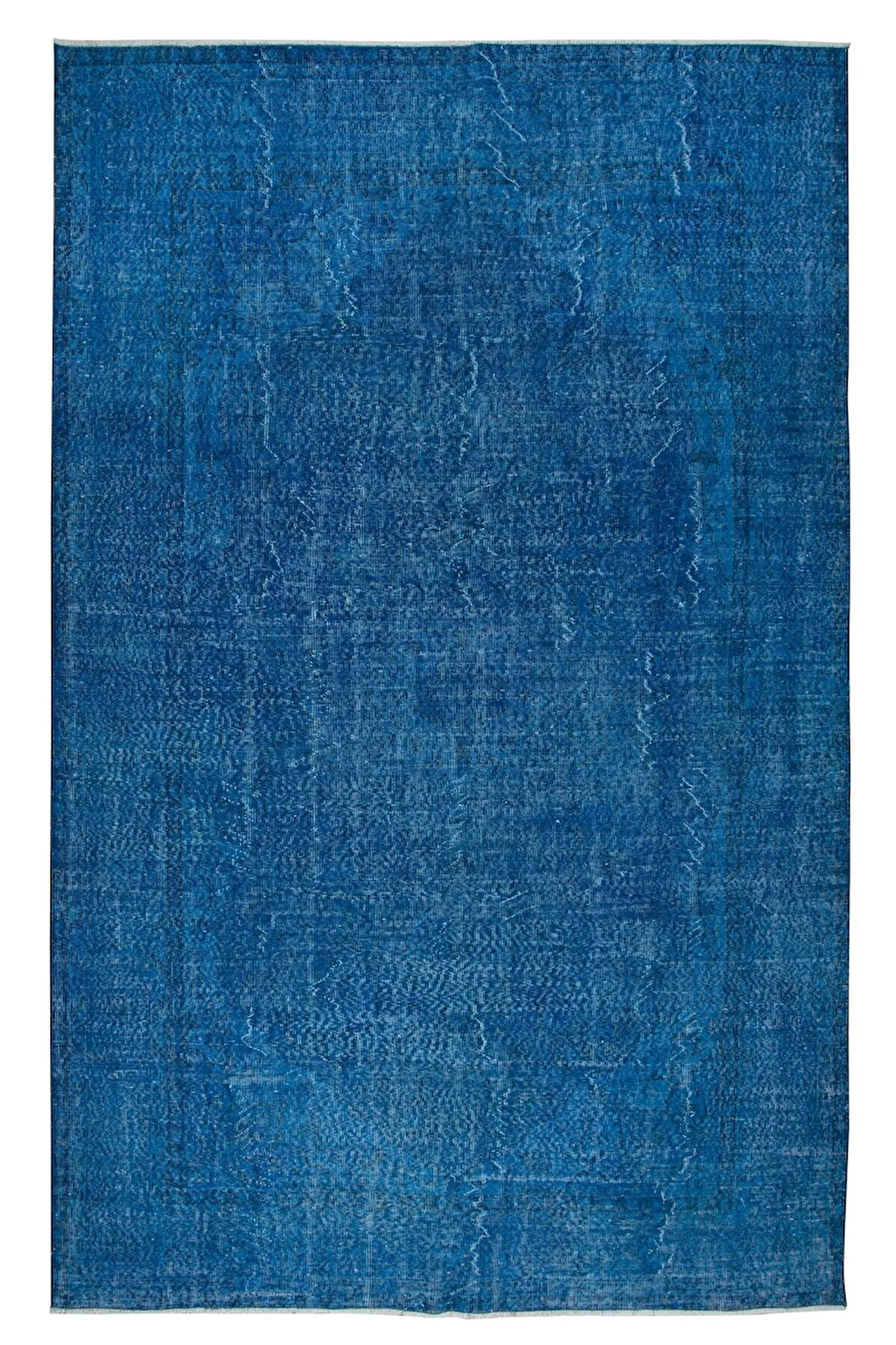210x313 cm Mavi Oturma Odası Halısı, Yenilenmiş Türk Halısı, El Düğümlü Alan Halısı