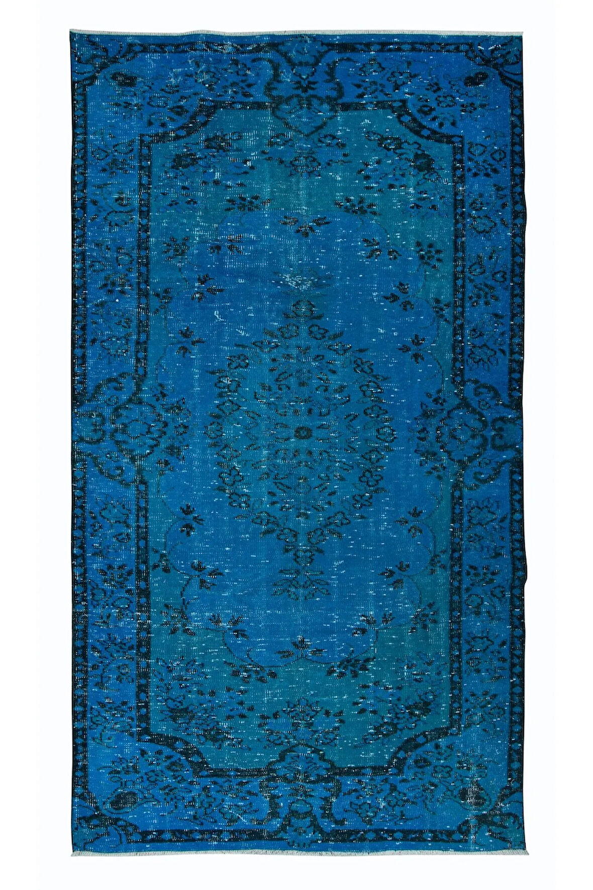 159x278 cm El Yapımı Türk Halısı, Mavi El Dokuması Halı, Modern Yünlü Halı