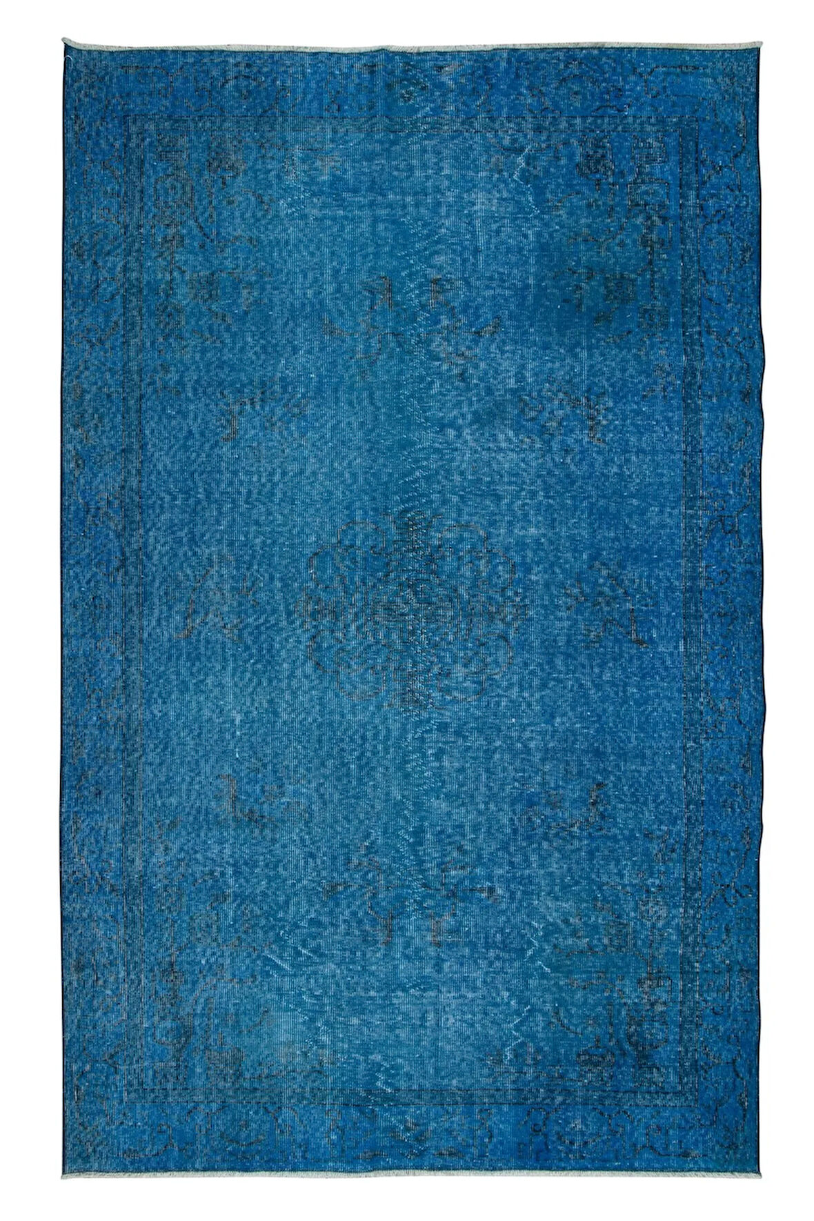 165x268 cm Mavi Salon Halısı, El Dokuması Yünlü Türk Halısı, Pamuklu Alan Halısı