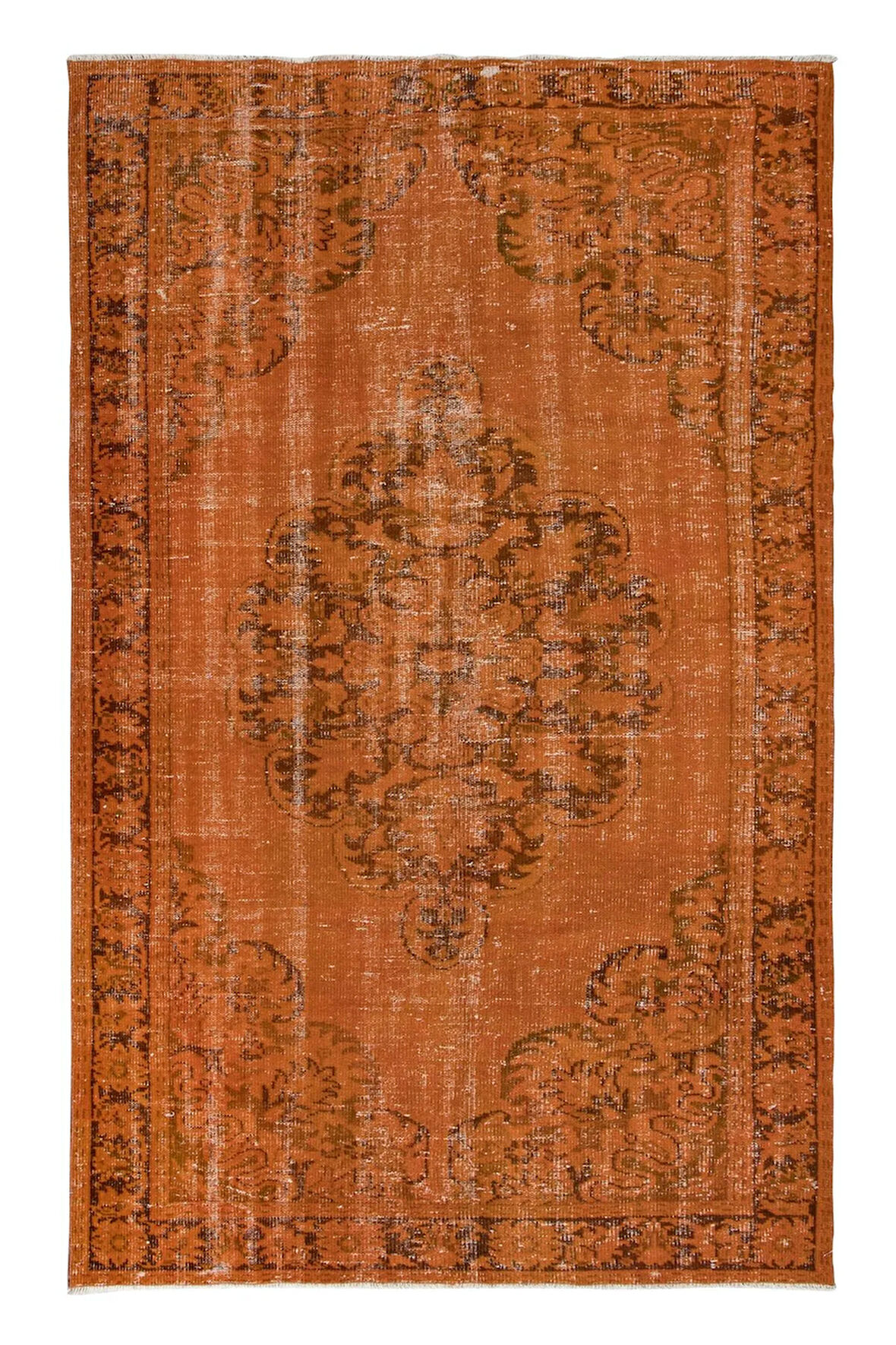176x283 cm Turuncu Yeniden Boyanmış Alan Halısı, Oturma Odası Halısı, El Yapımı Halı