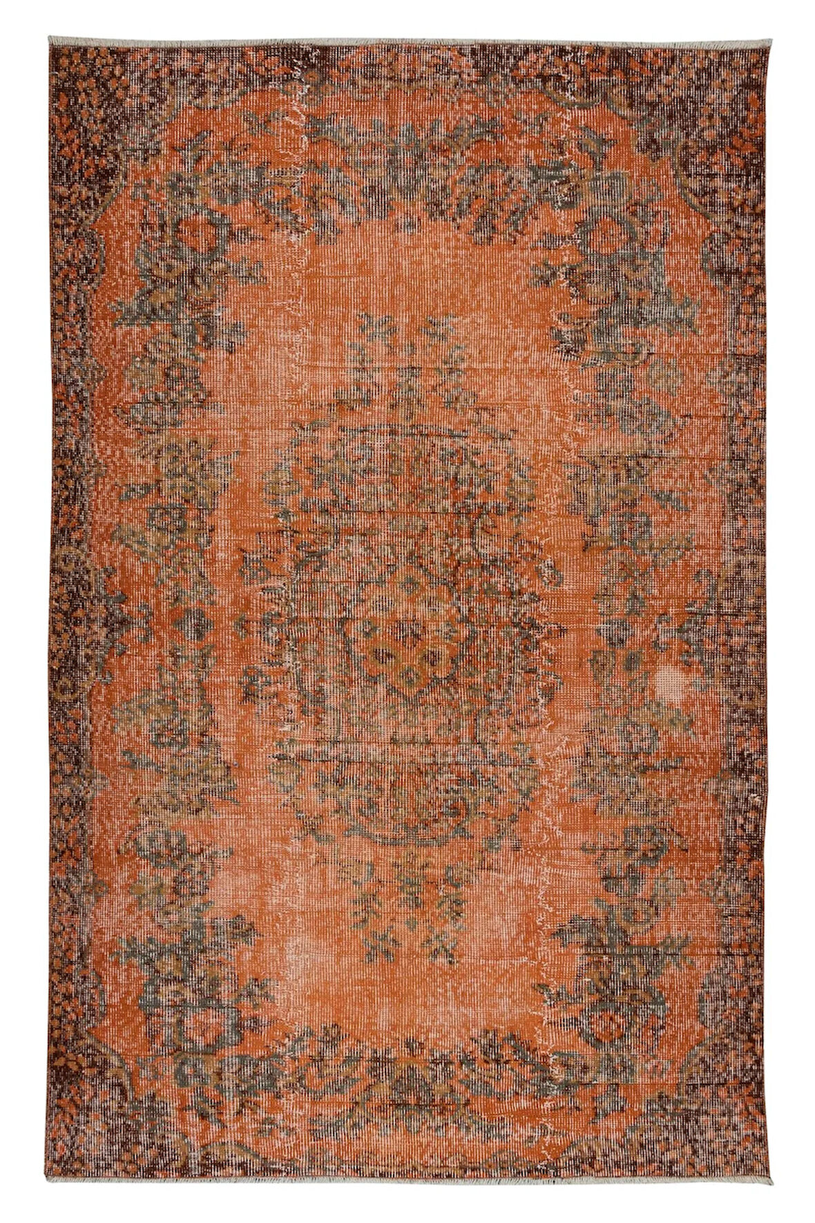 145x218 cm Turuncu Ofis Halısı, El Yapımı Halı, El Düğümlü Halı