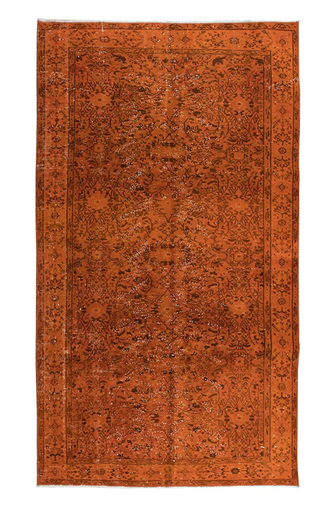 144x250 cm Modern Ev ve Ofis Dekoru için El Dokuma Halı, El Düğümlü Turuncu Halı