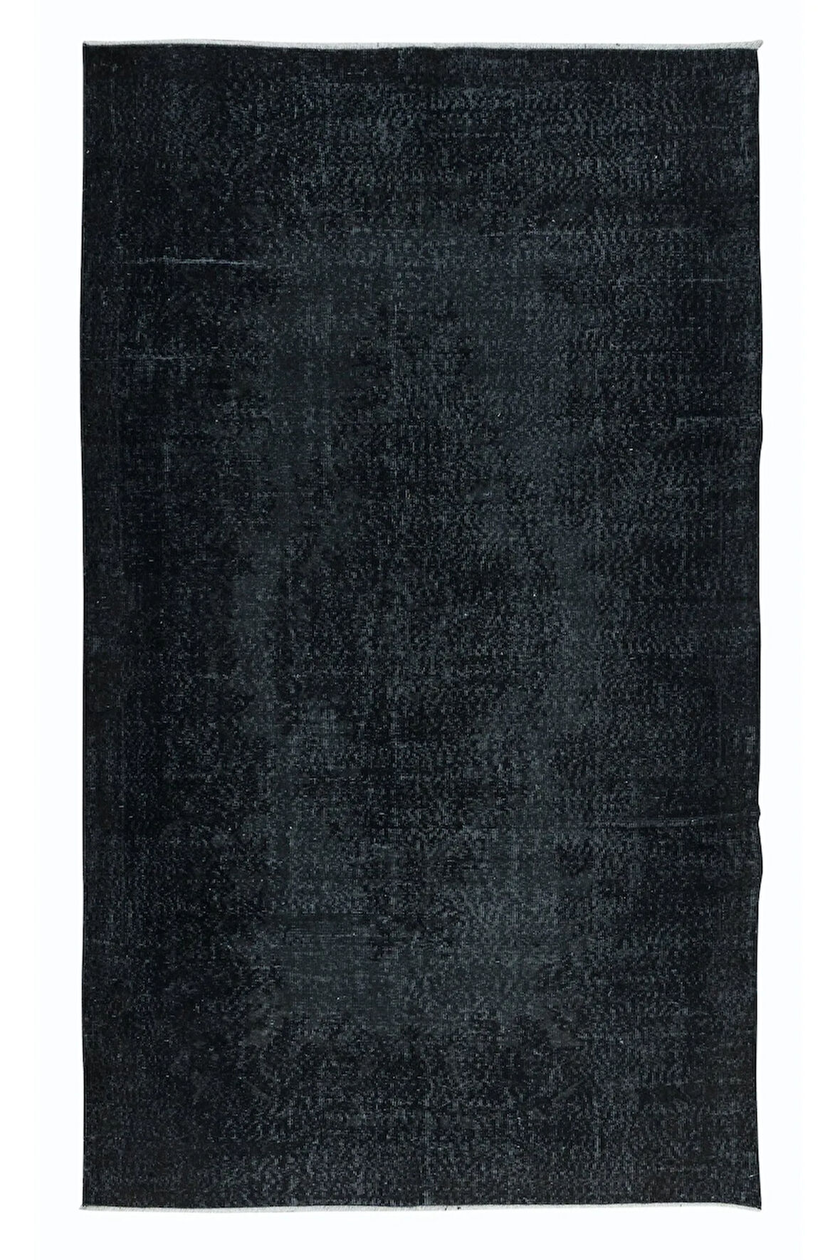163x273 cm Kömür Grisi ve Siyah Tonlarda El Yapımı Halı, El Düğümlü Mutfak Halısı