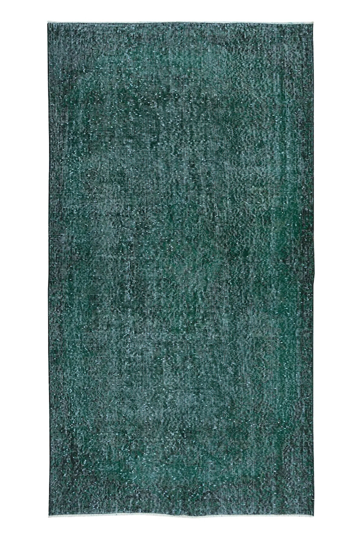 115x210 cm El Düğümlü Yeşil Halı, Dekoratif El Dokuması Yün ve Pamuktan Yapılmış Alan Halısı