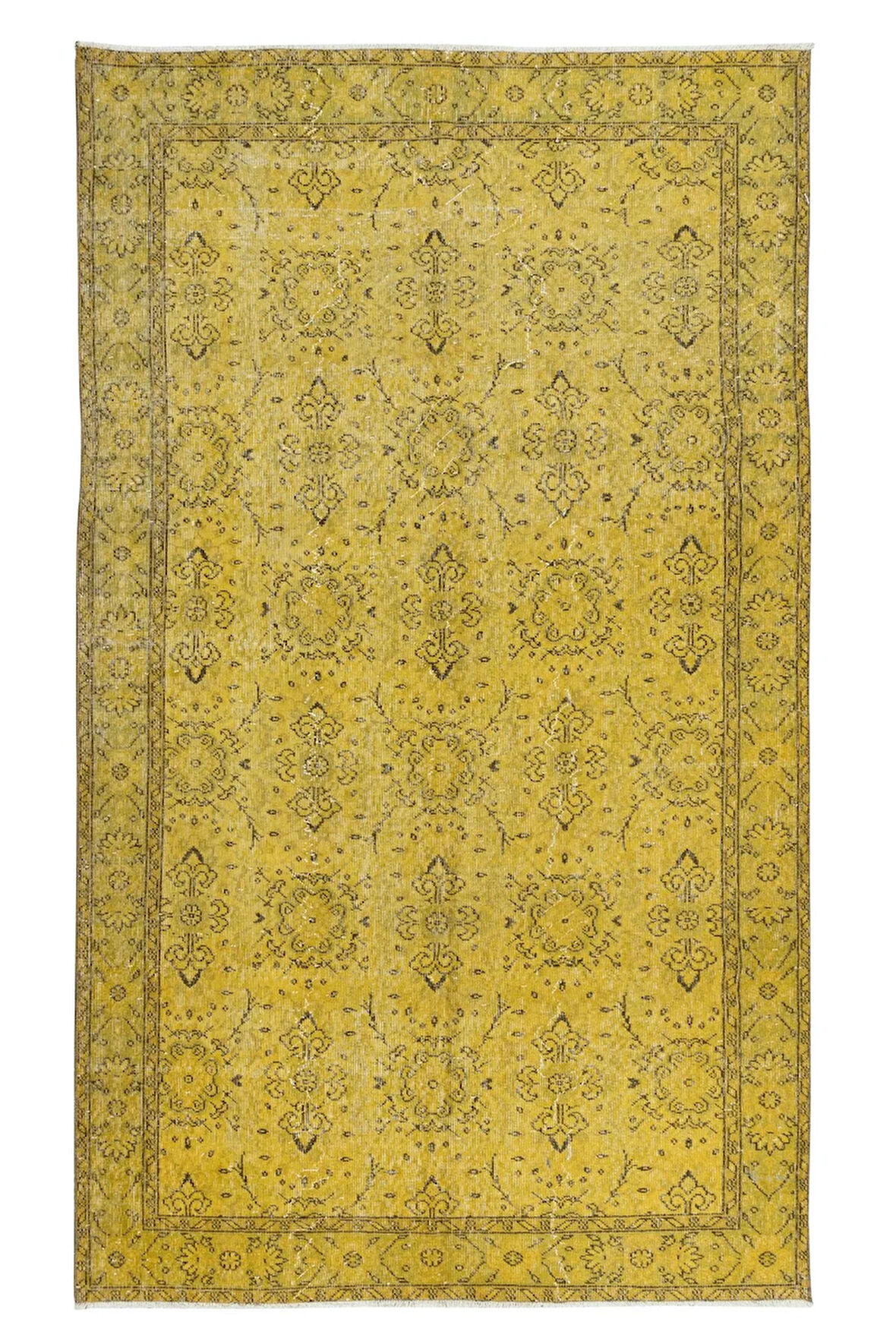 167x288 cm Modern Ev Dekoru El Dokuması Sarı Türk Halısı, Yünlü Oturma Odası Halısı