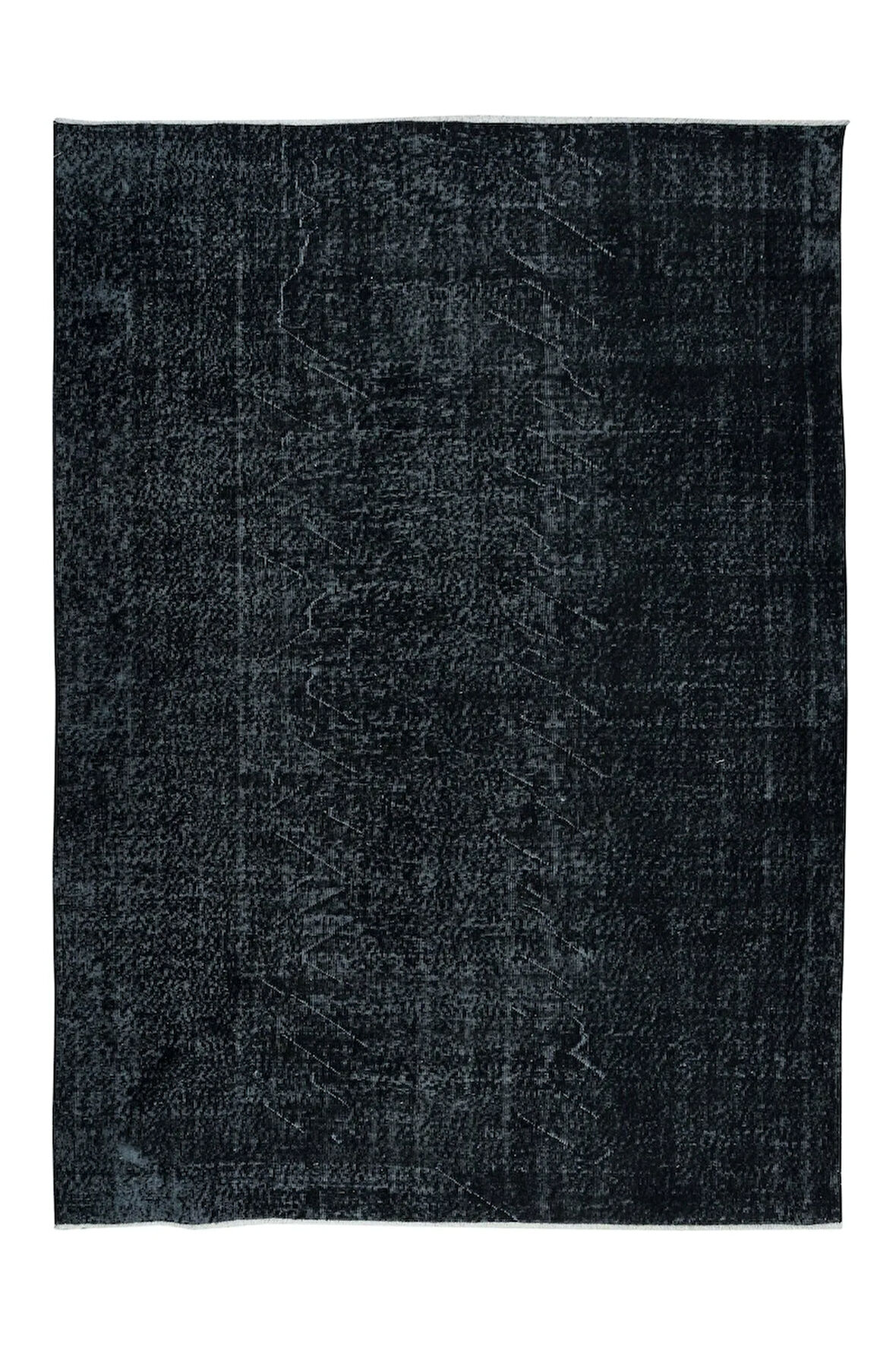 193x272 cm Düz Siyah El Dokuma Halı, Yenilenmiş Anadolu Halısı