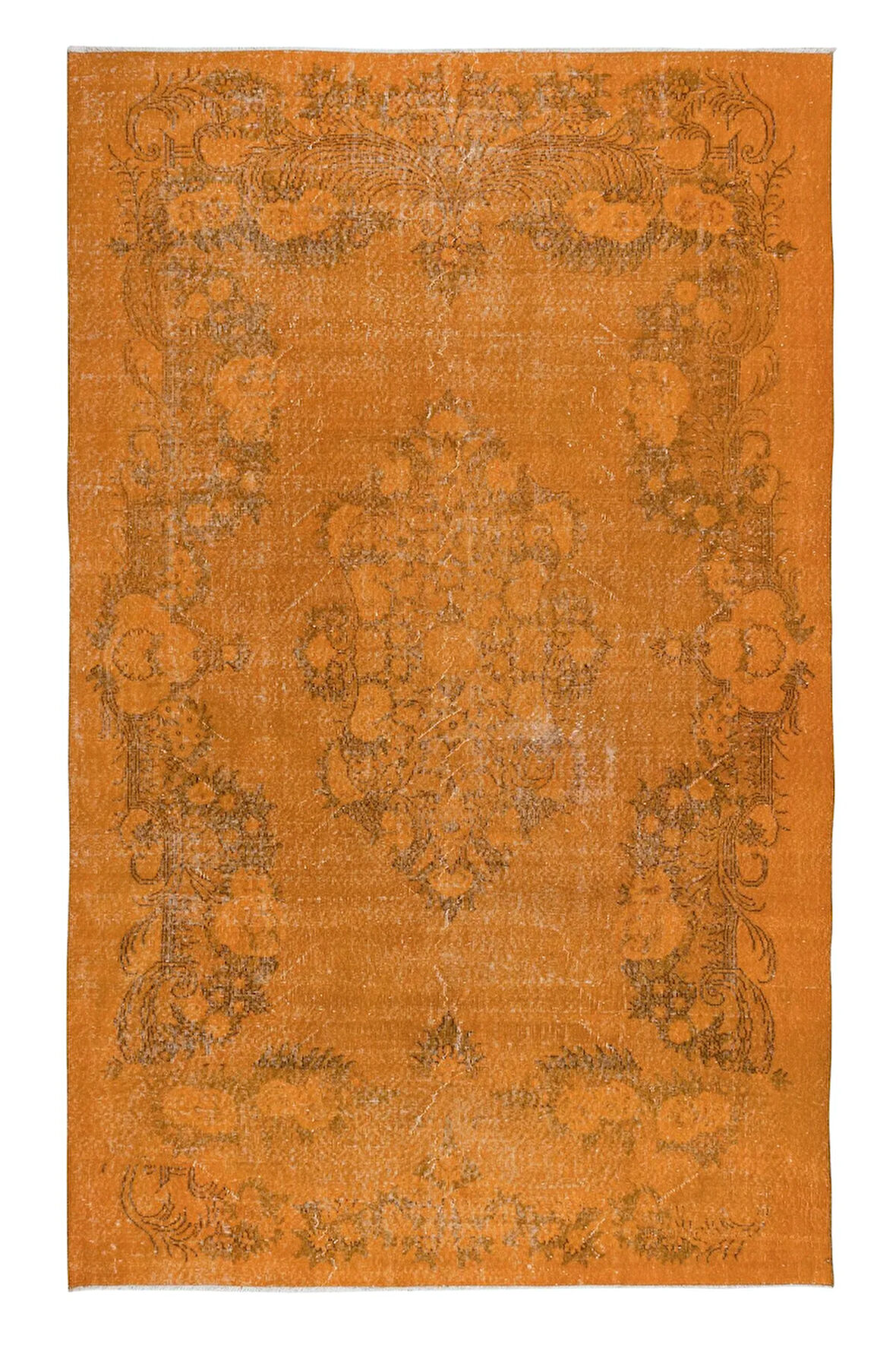 206x323 cm El Dokuma Alan Halısı, El Düğümlü Turuncu Modern Halı