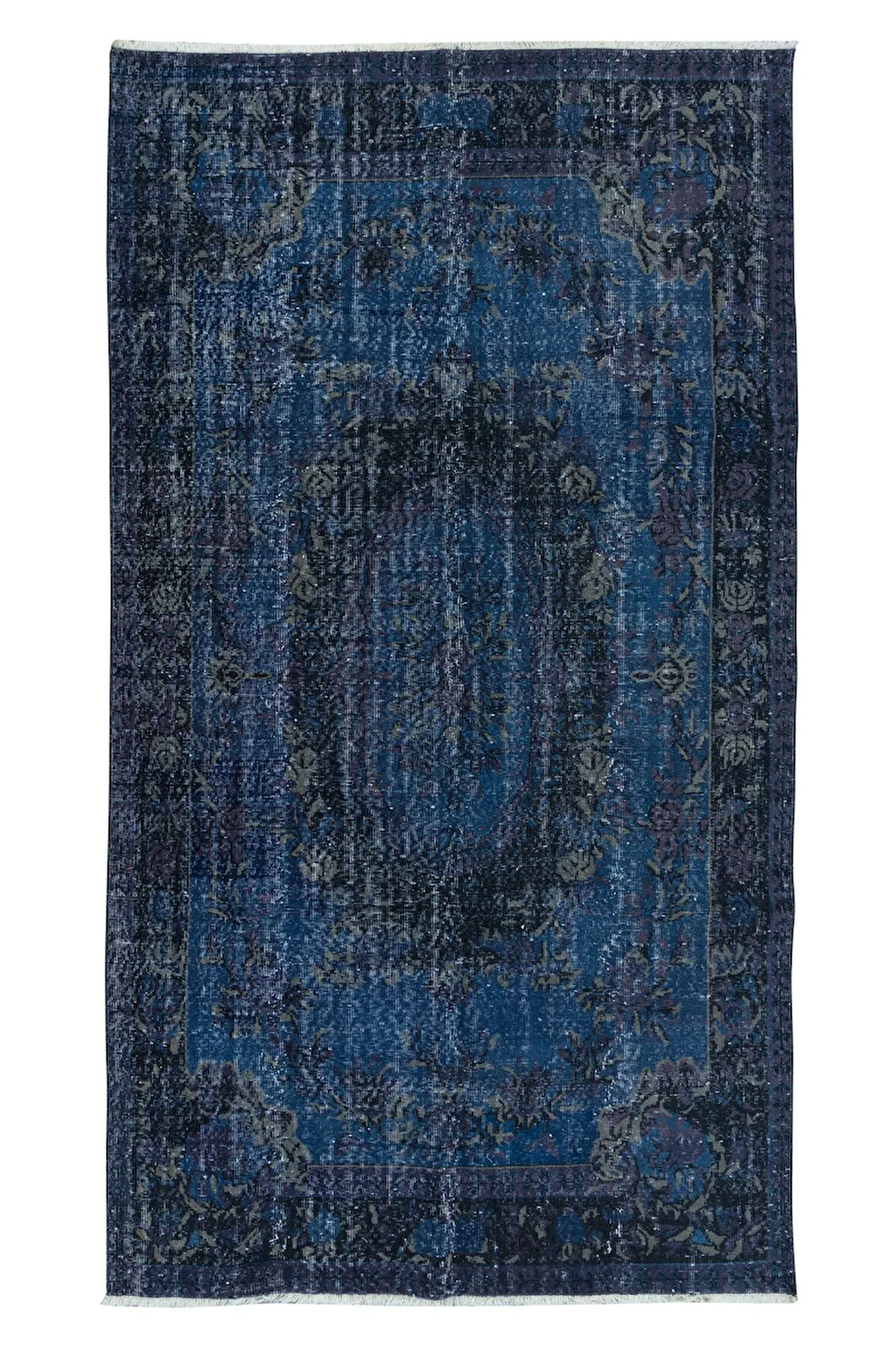 172x308 cm Mavi El Dokuması Halı, French Aubusson Halı, Lacivert Alan Halısı