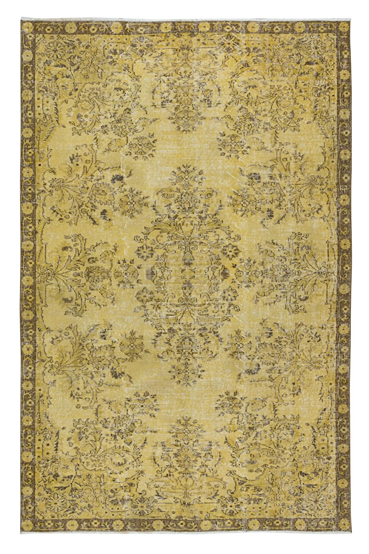 173x289 cm Sarı Halı, El Dokuması Modern Halı, Salon Halısı