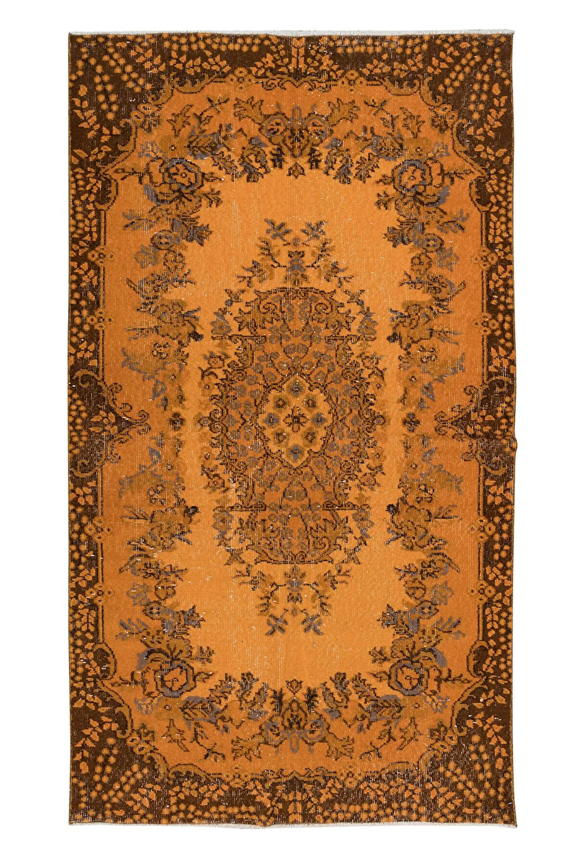 116x203 cm Turuncu Ofis Halısı, El Yapımı Halı, El Düğümlü Halı