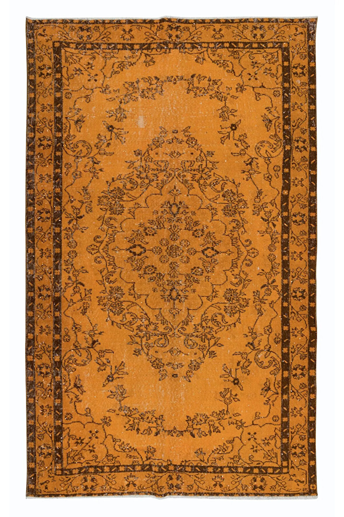 164x266 cm Modern Ev ve Ofis Dekoru için El Dokuma Halı, El Düğümlü Turuncu Halı