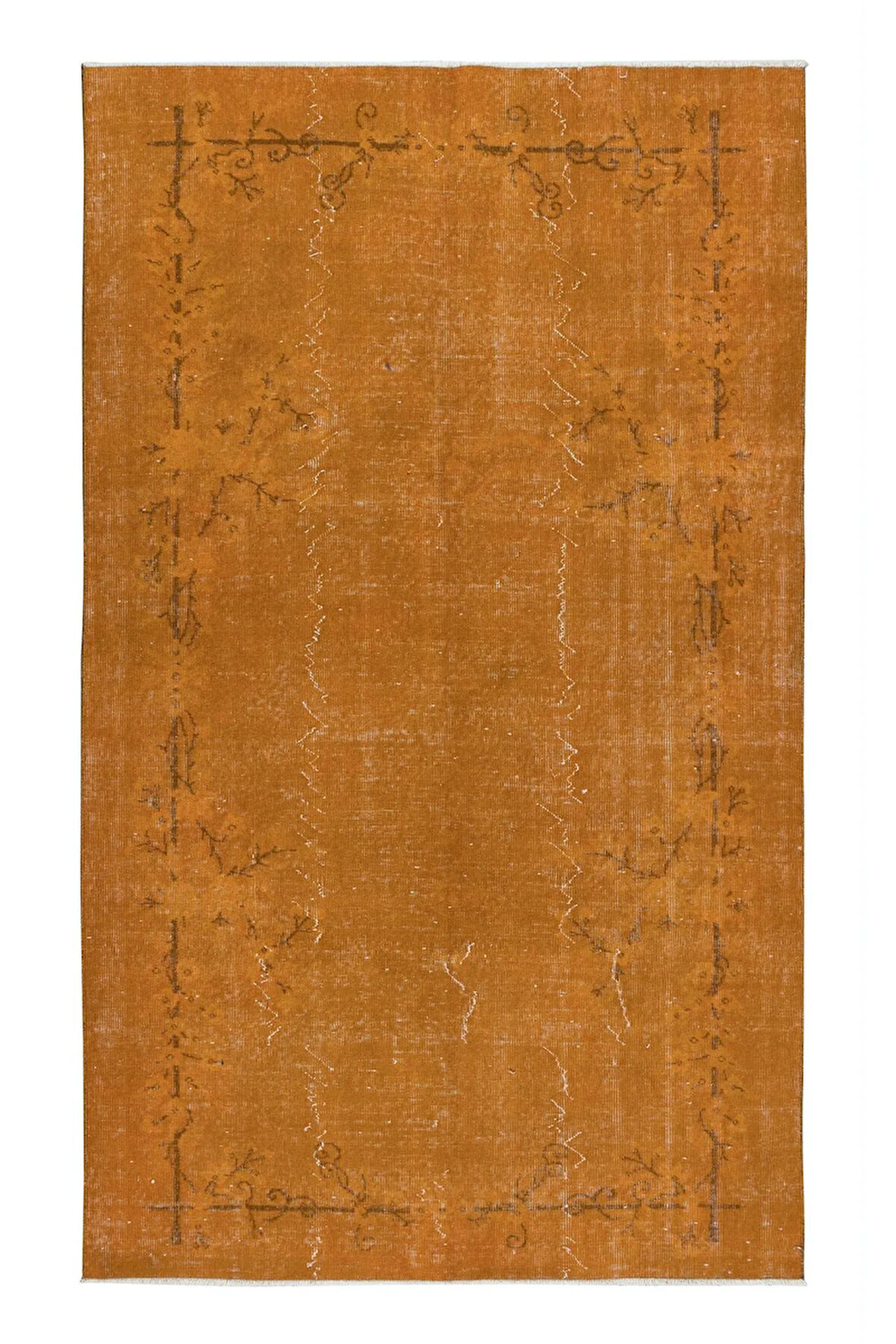 145x236 cm Turuncu Tonlarda El Dokuması Halı, Modern El Düğümlü Halı, Eski Türk Halısı