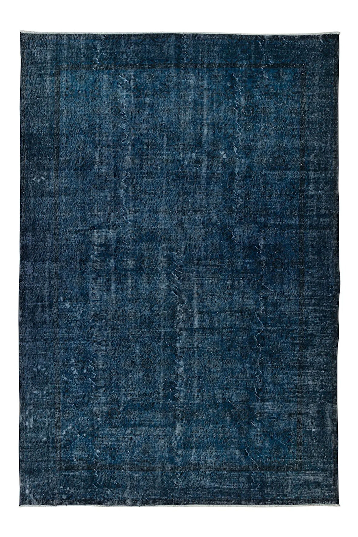 210x308 cm Modern El Yapımı Mavi Renkli Türk Halısı, 100% El Dokuması Düz Lacivert Büyük Halı