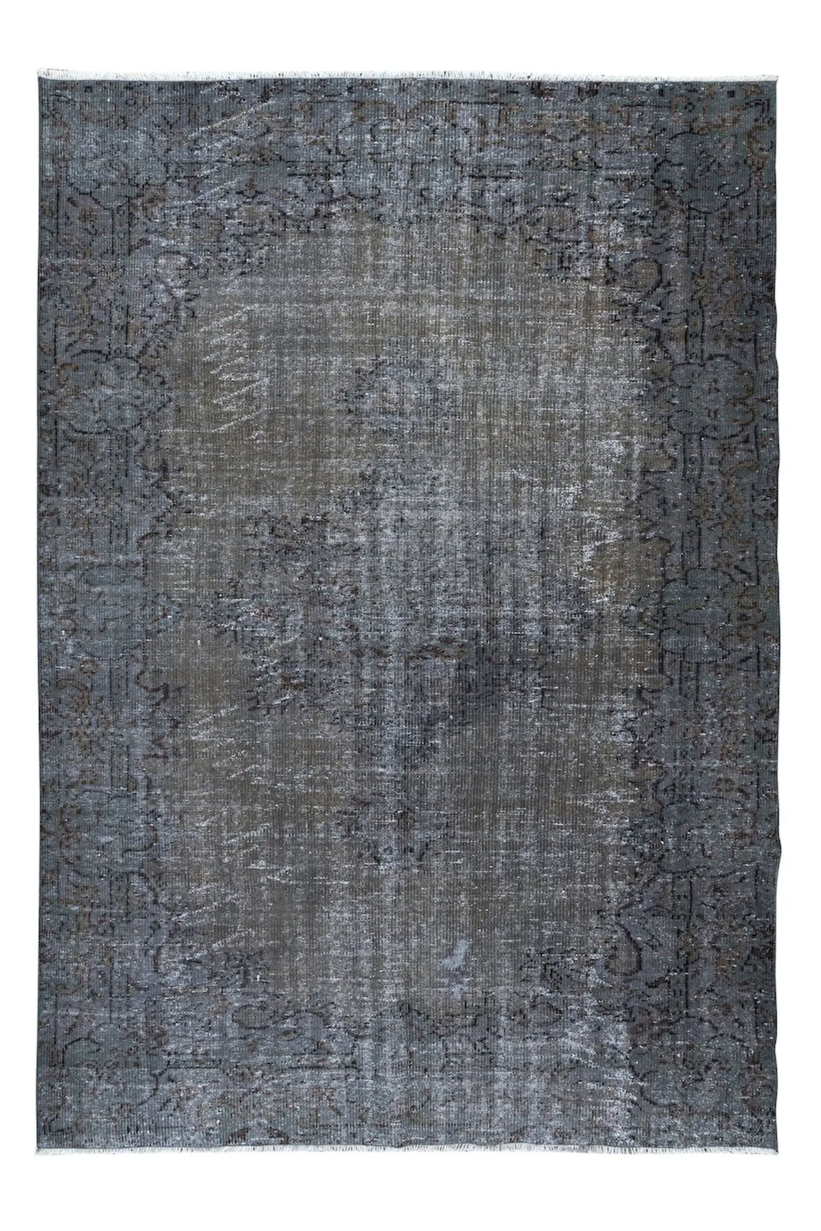 180x257 cm Çağdaş El Düğümlü Halı, Gri El Dokuması Yün ve Pamuktan Yapılmış Alan Halısı