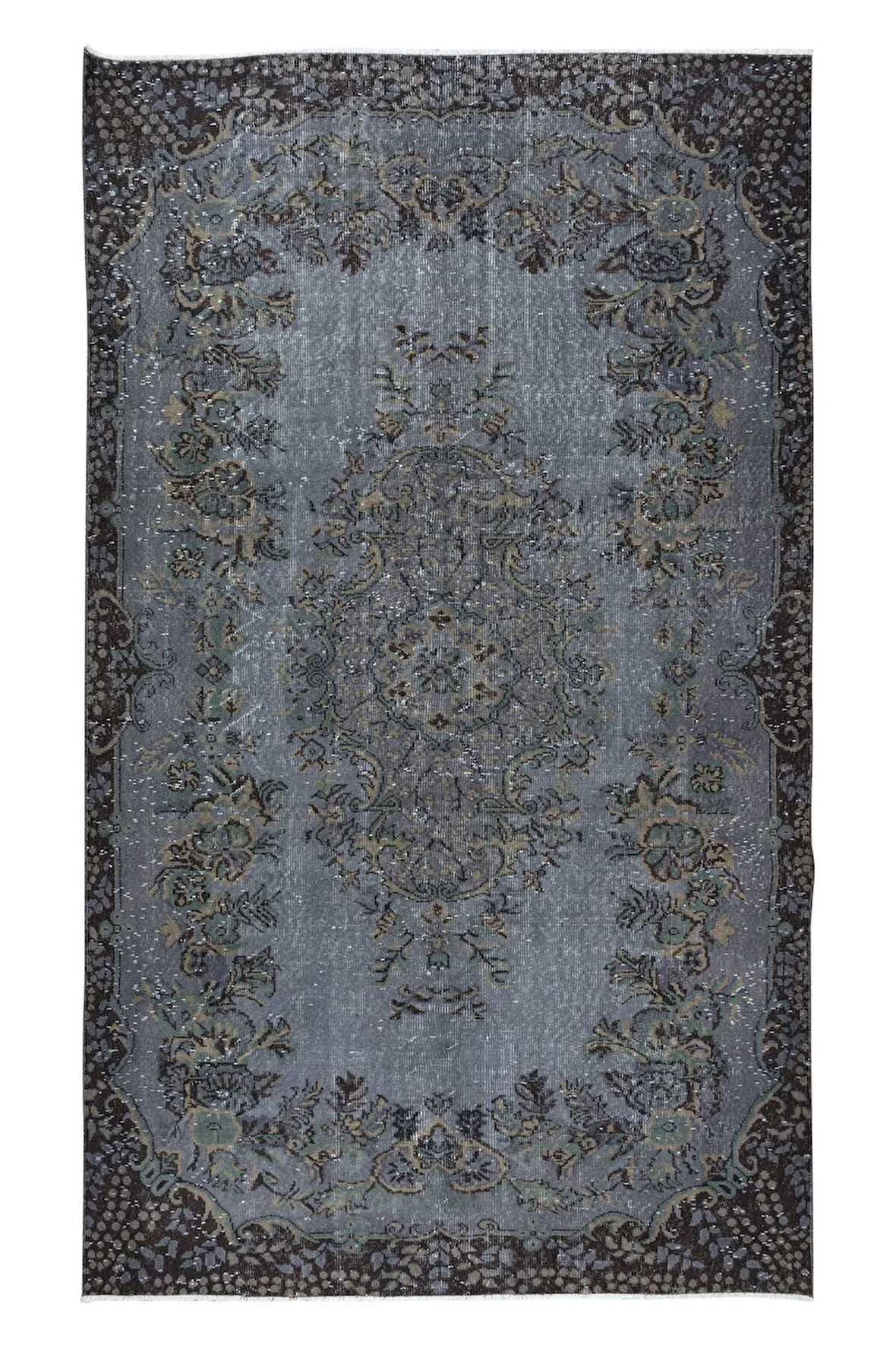 178x300 cm Modern Ev ve Ofis Dekoru için Gri ve Siyah Tonlarda Halı, El Yapımı Anadolu Halı