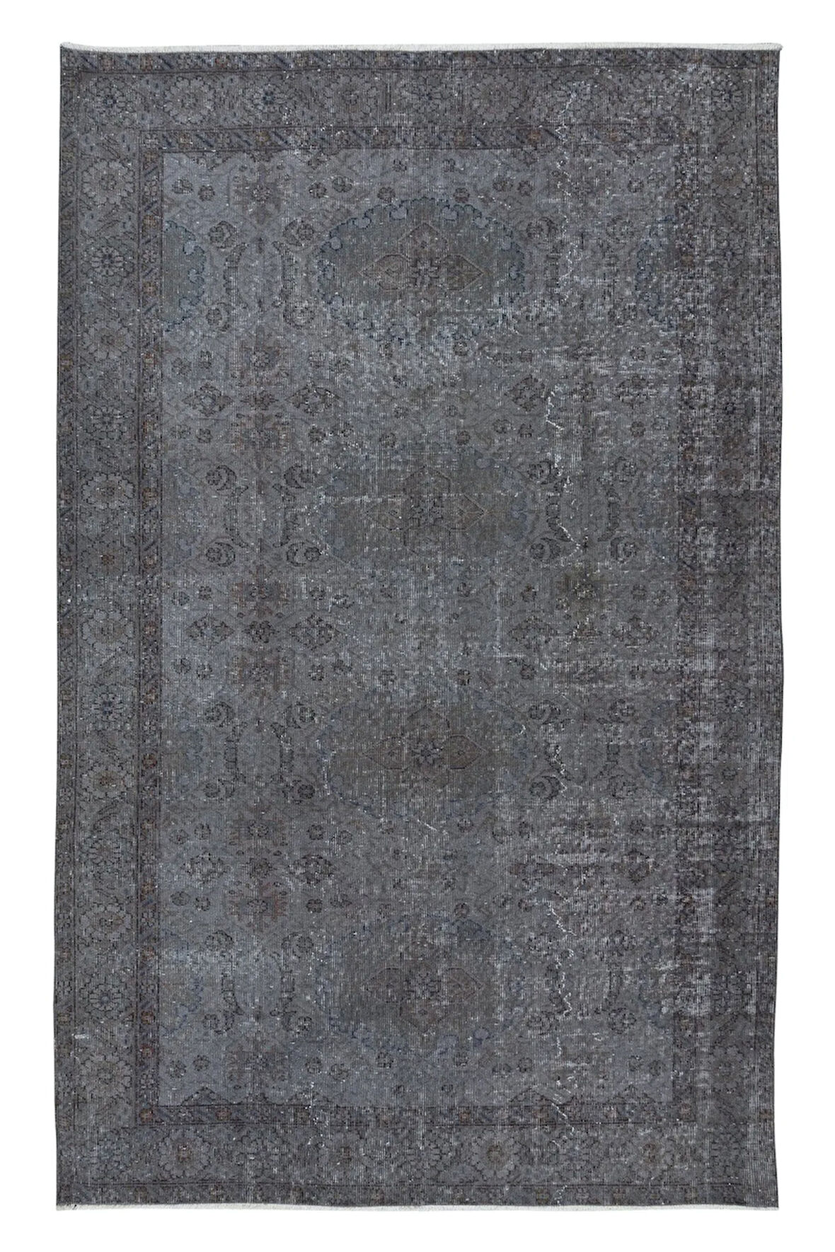 168x265 cm Çağdaş Gri Halı, El Düğümlü Mutfak Halısı, El Yapımı Halı