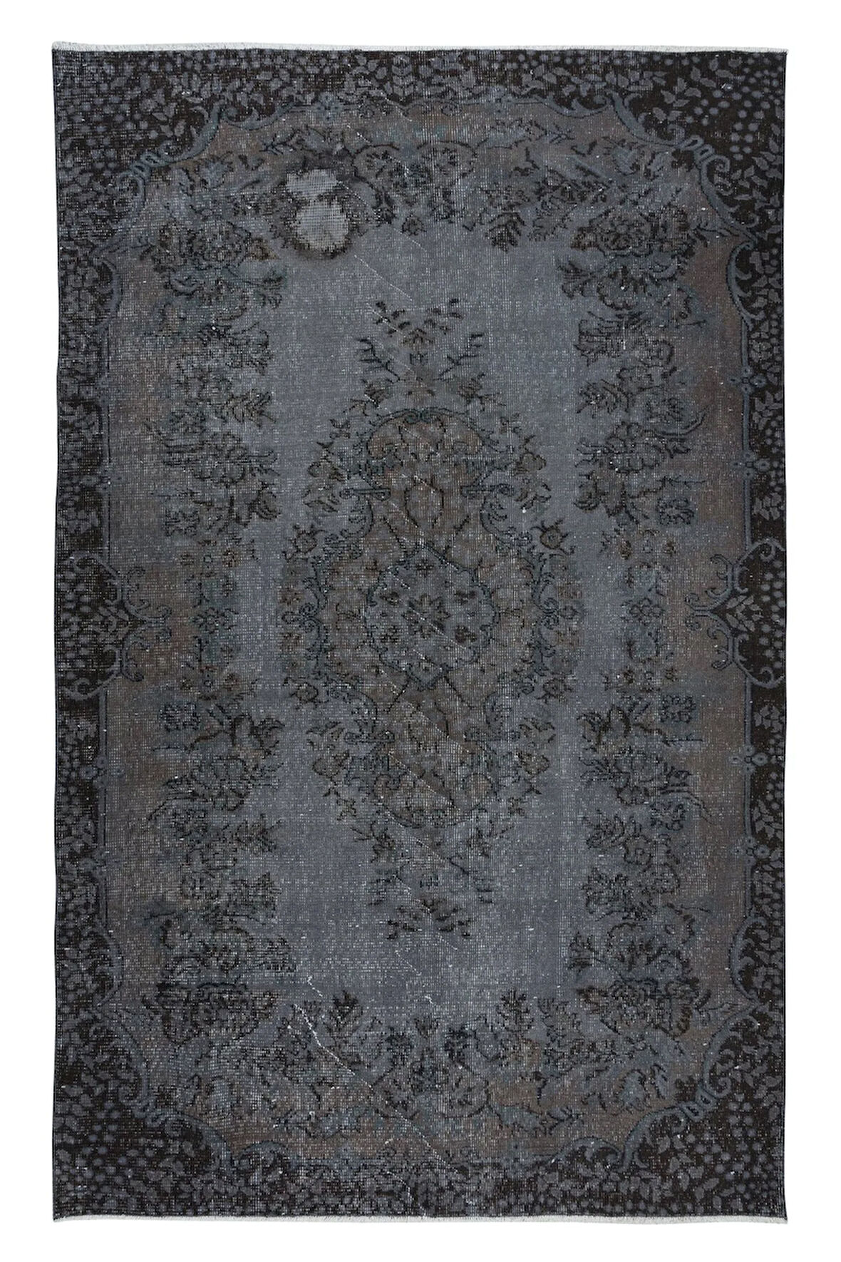 170x268 cm Gri Renkli El Dokuması Halı, Yenilenmiş Modern Türk Halısı