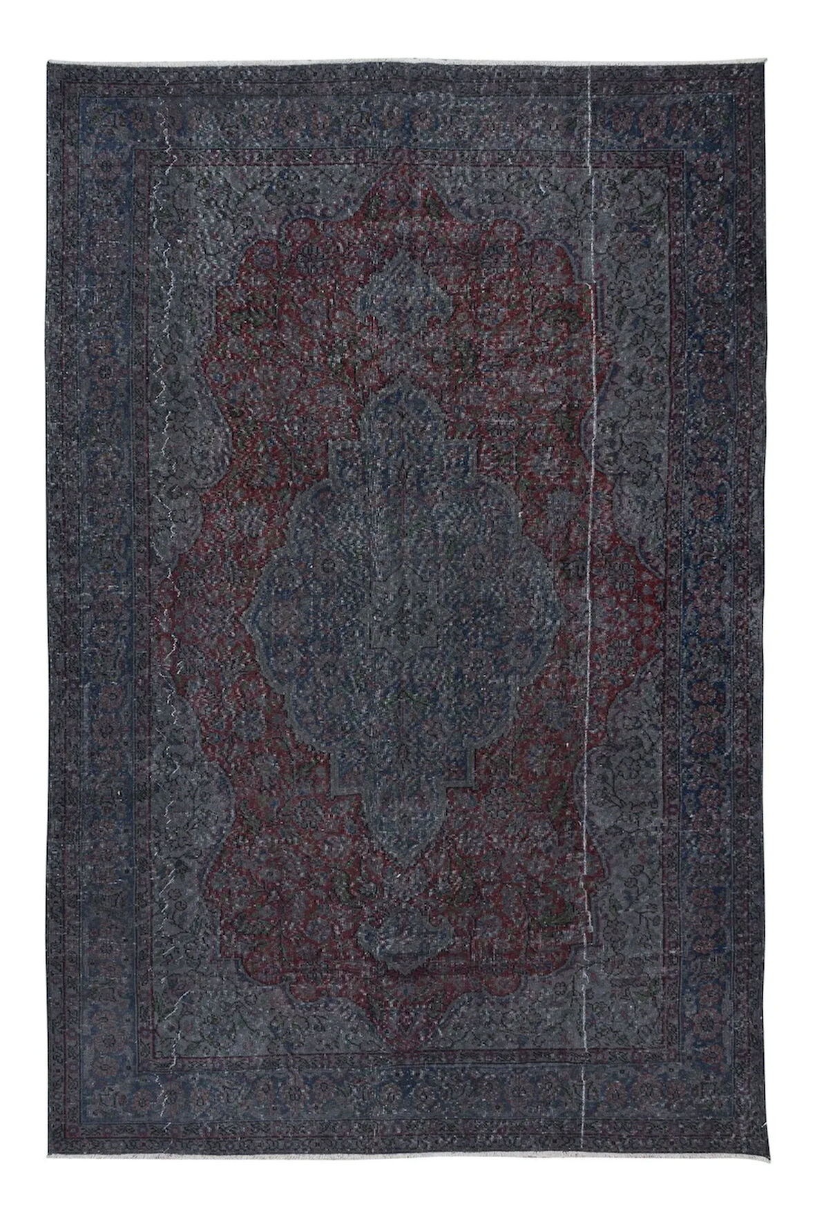200x300 cm Gri El dokuması Halı, El Düğümlü Alan Halısı, Eski Türk Halısı