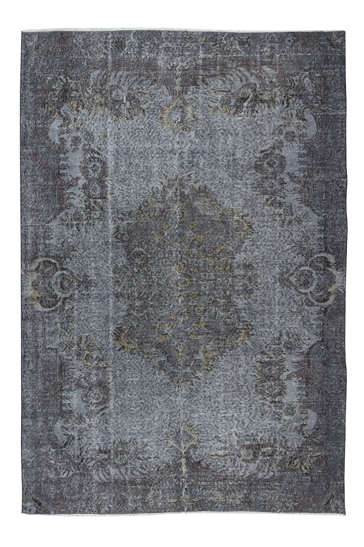 196x290 cm Gri Oturma Odası Halısı, Yenilenmiş Türk Halısı, El Düğümlü Alan Halısı