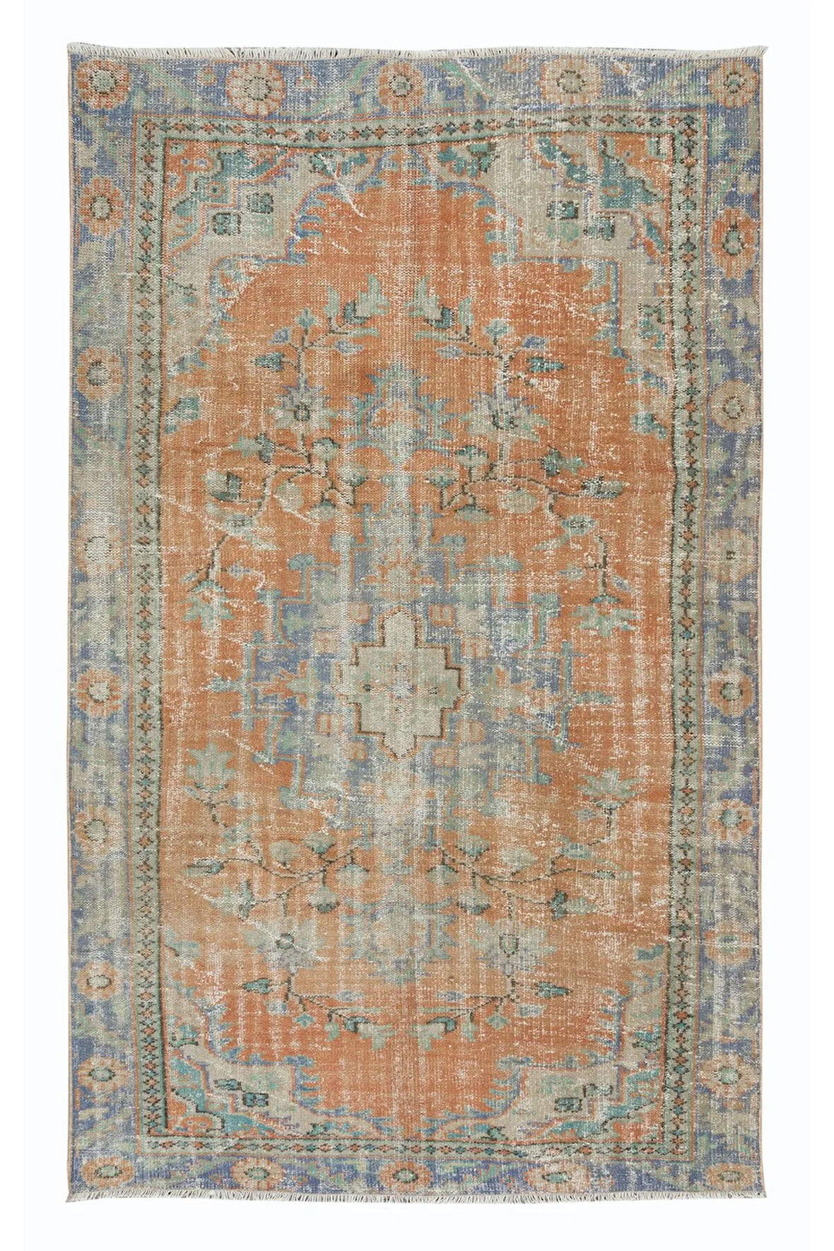 158x265 cm El Düğümlü Geleneksel Halı, 1955 civarı, Eski El Yapımı Köy Halısı