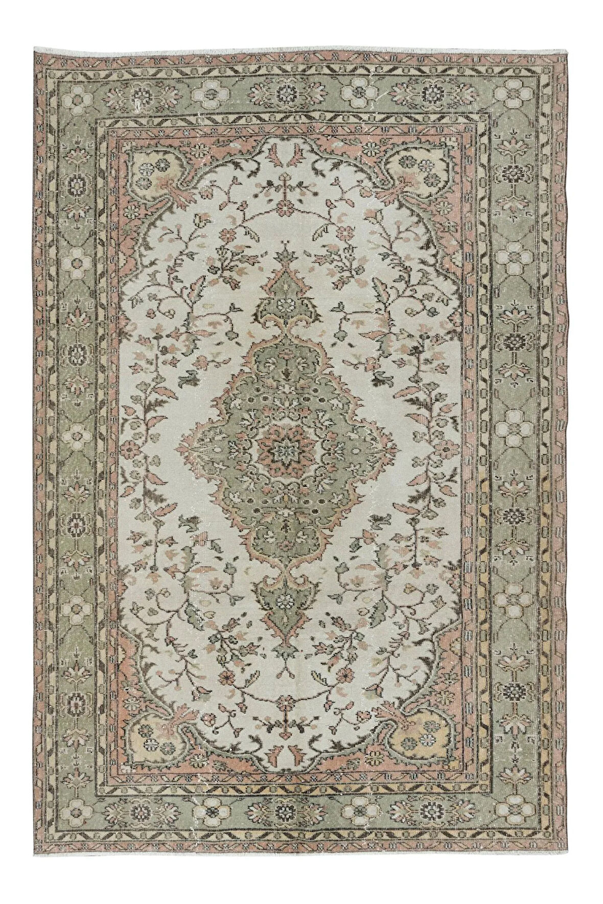 174x270 cm Çiftlik Evi Dekoru için Eski El Yapımı Anadolu Uşak Yünlü Alan Halı
