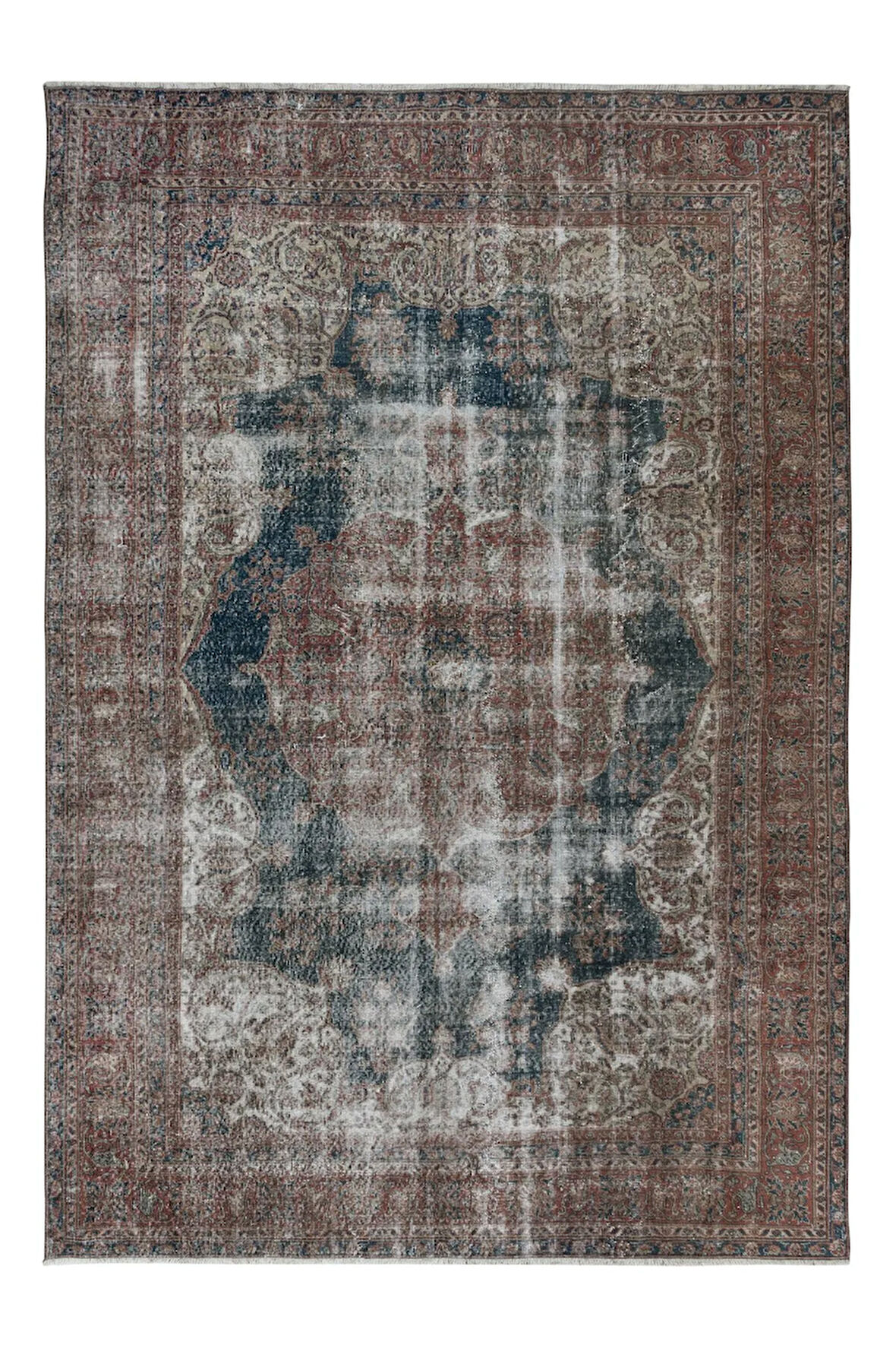 232x332 cm El Düğümlü Türk Eski Eskitilmiş Geniş Alan Halısı
