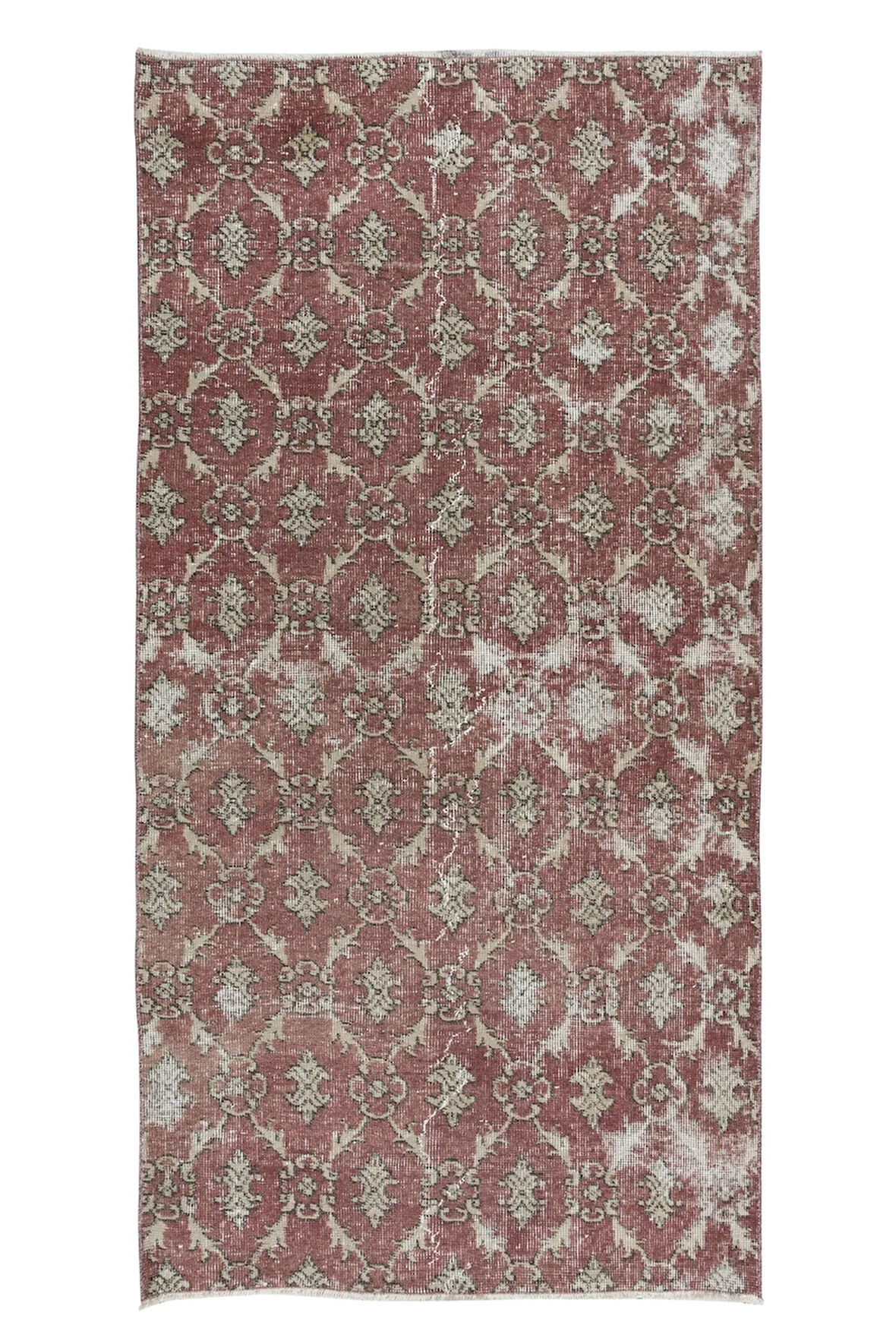 100x200 cm, Eski El Yapımı Türk İşi Halı, Modern El Dokuma Kırmızı Halı