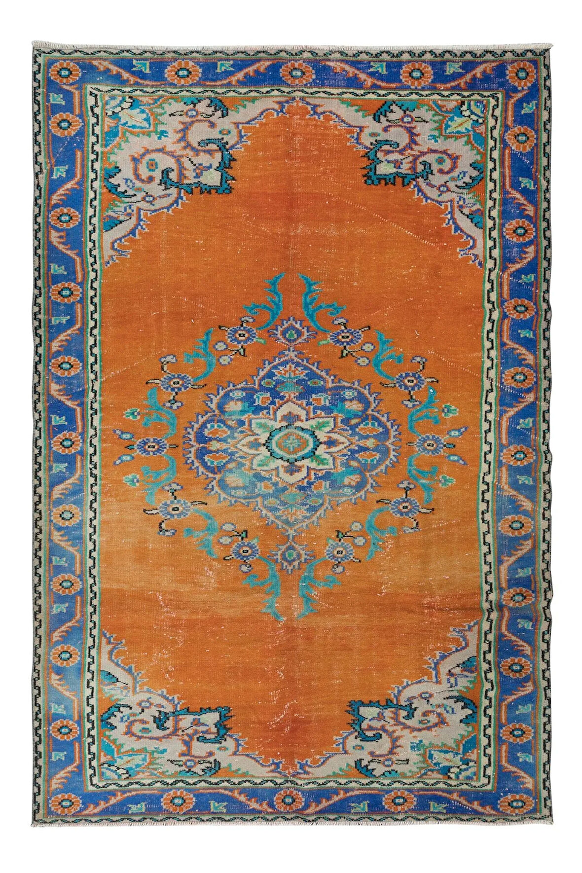 205x300 cm Eski Anadolu Halısı, Yaklaşık 1960'lardan, El Yapımı Türk Kabile Halısı