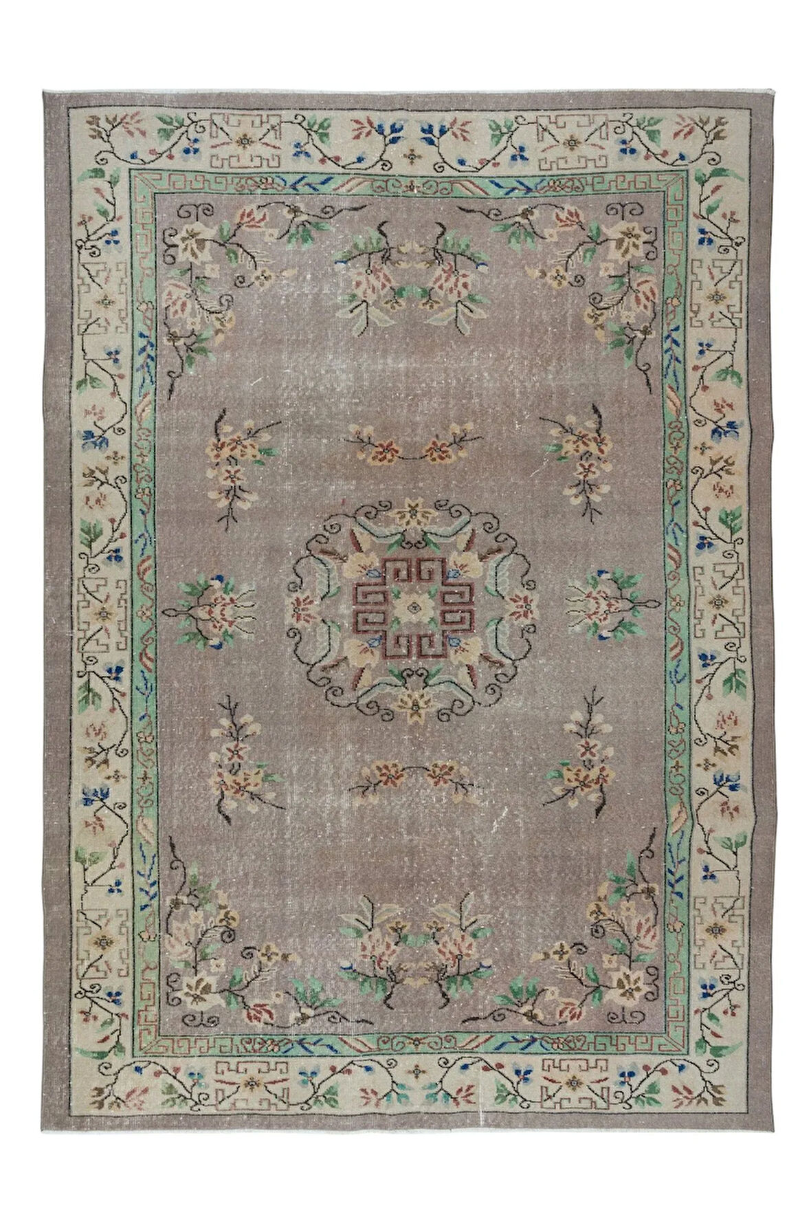 205x300 cm Ev ve Rustik Dekor için Eski El Yapımı Yünlü Alan Halısı