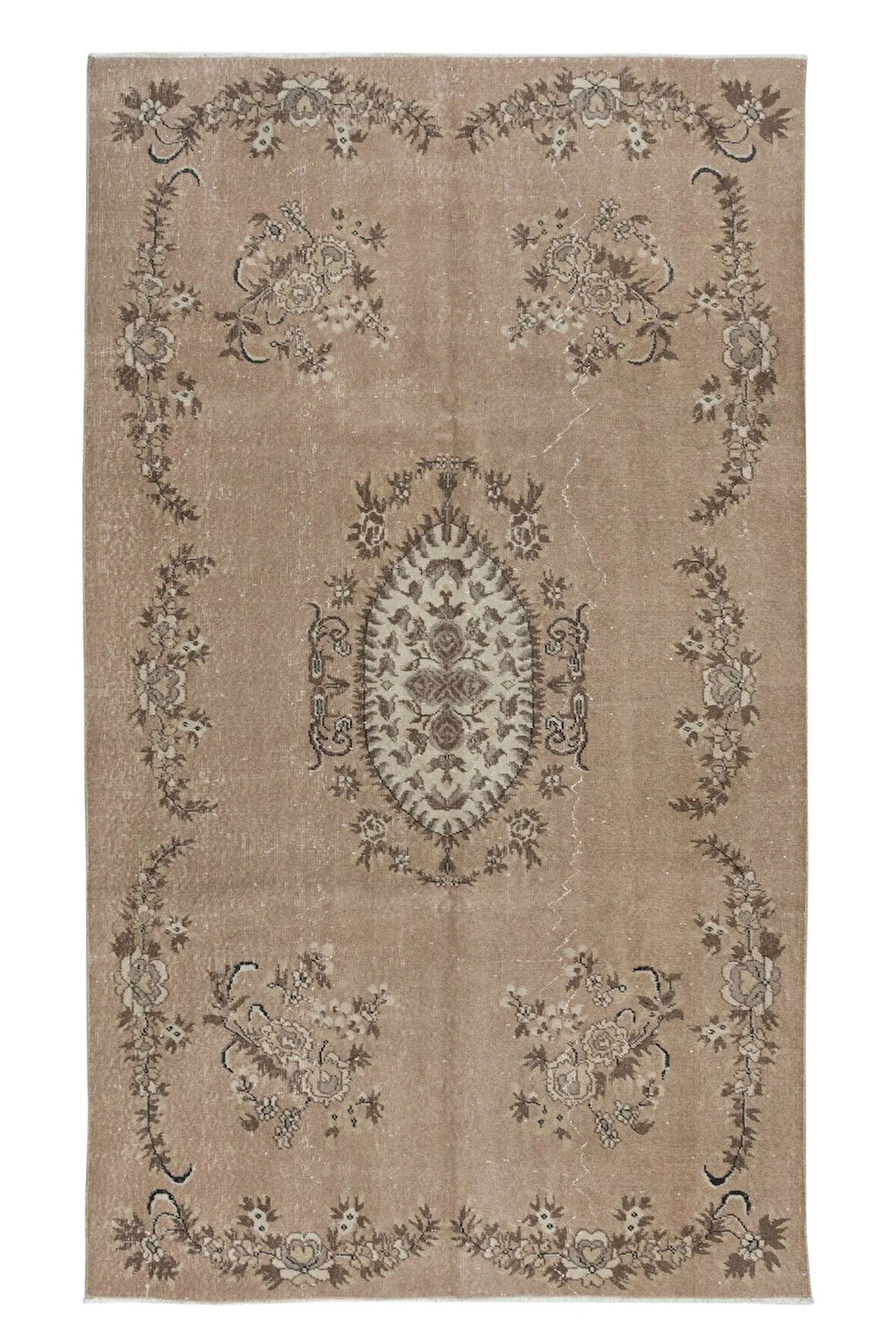 166x277 cm Aubusson Desenli Halısı, Kır Evleri için El Yapımı Türk Halısı, Rustik Halı