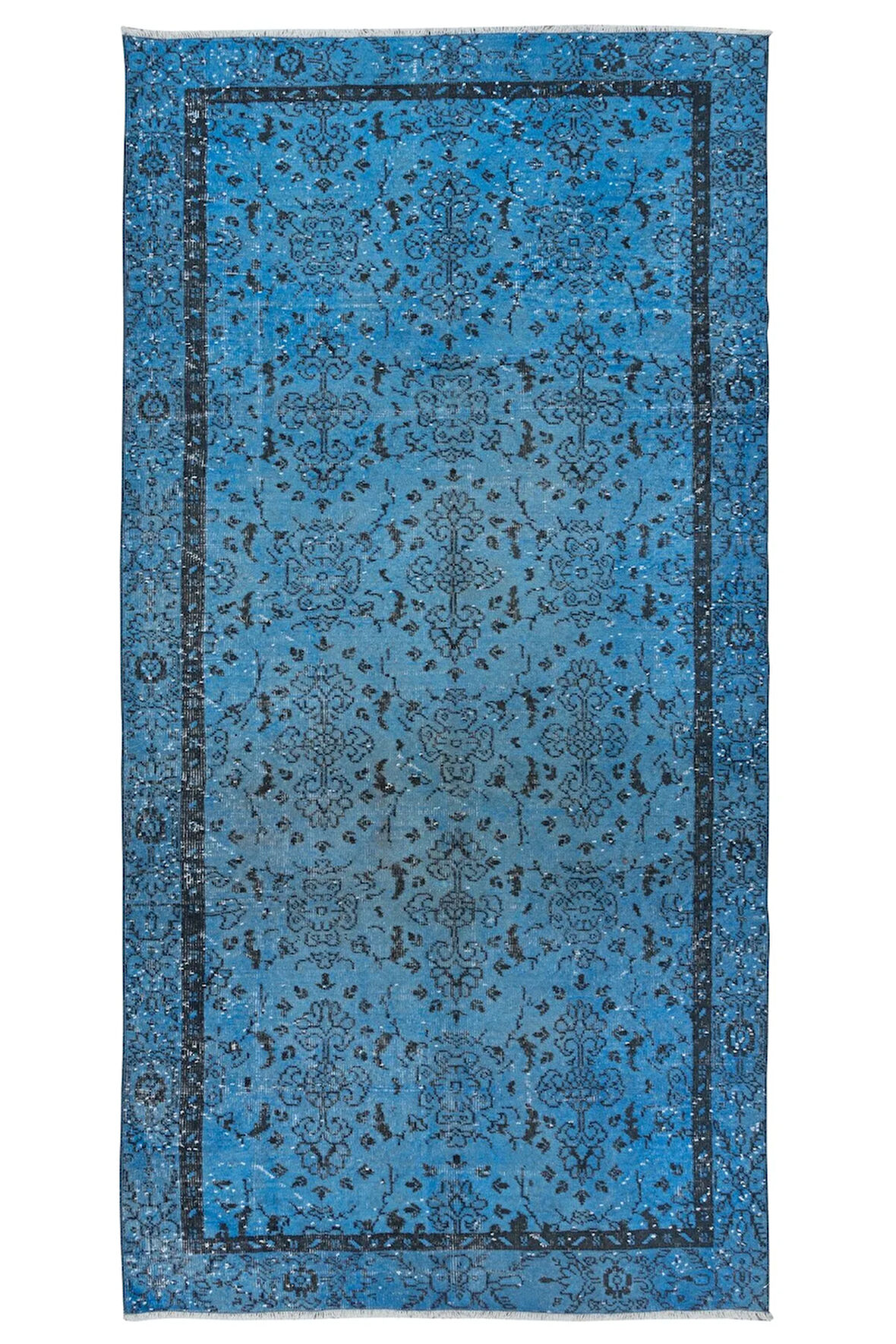 188x305 cm El Yapımı Türk Halısı, Mavi El Dokuması Halı, Modern Yünlü Halı