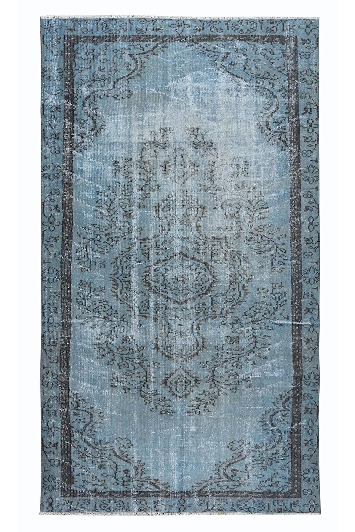 150x261 cm Geleneksel El Dokuması Mavi Halı, Anadolu'dan Yünlü Halı, Modern Alan Halısı