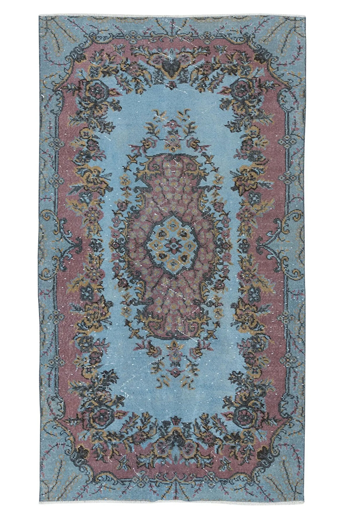112x250 cm Mavi El Dokuması Halı, Mutfak ve Yemek Odası için Modern Halı