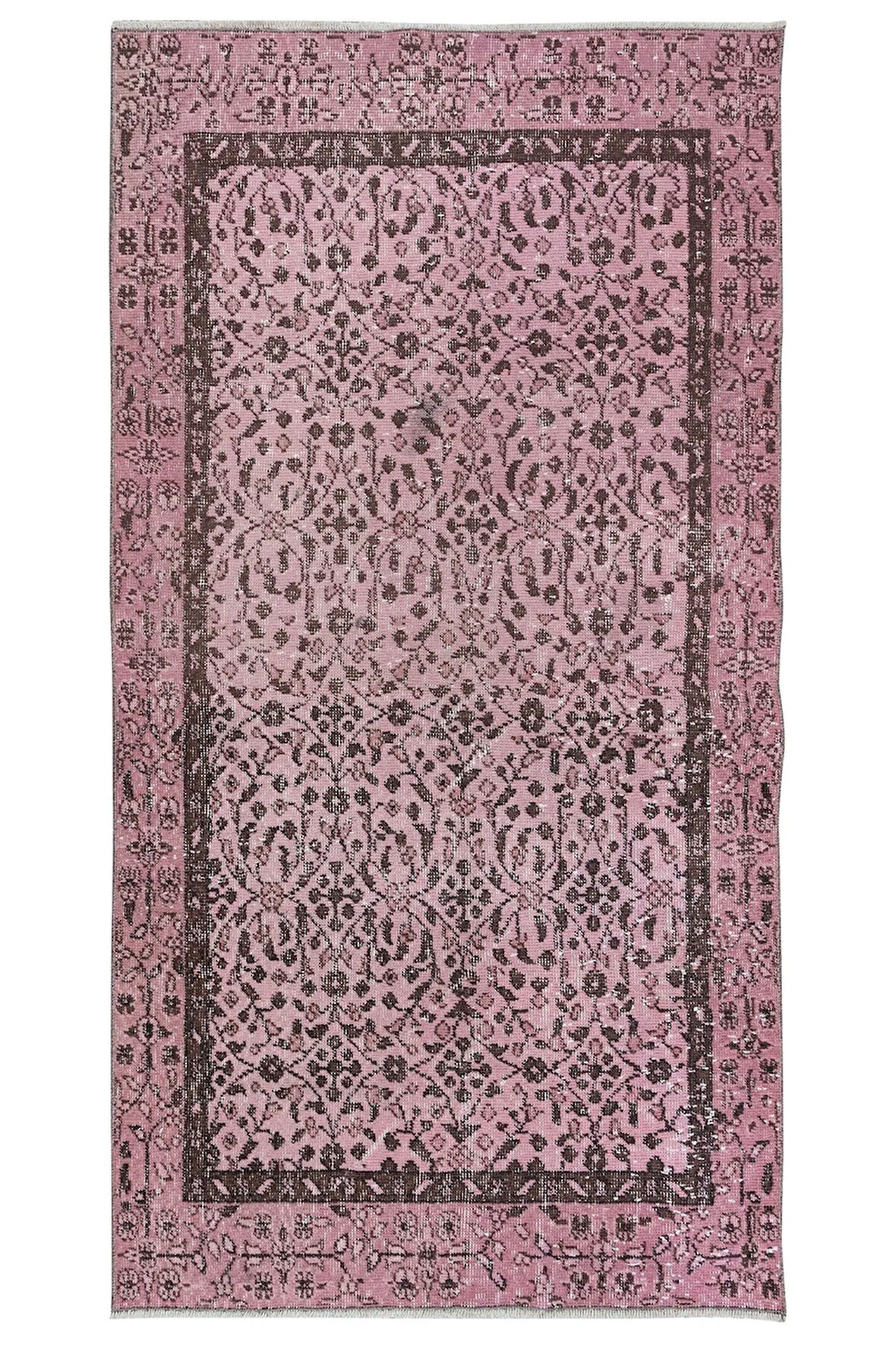 106x197 cm, Modern Ev Dekoru Halı, Pembe El Yapımı Halı, Geleneksel Yünlü Halı
